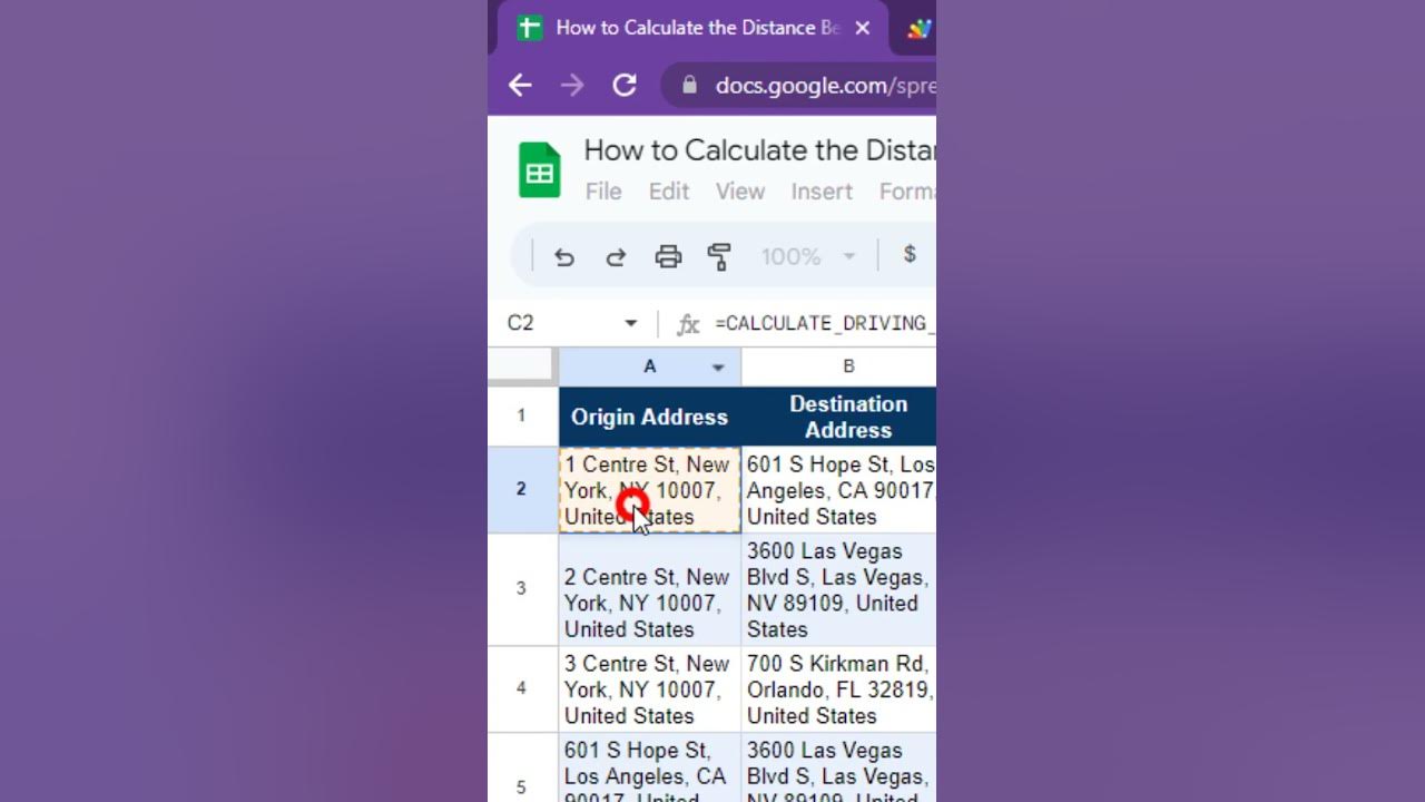 'Video thumbnail for Calculate the Distance Between Two Addresses in Google Sheets'