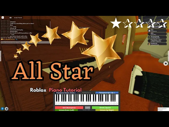 'Video thumbnail for Smash Mouth - All Star (EASY Roblox Piano Tutorial) | SHEETS IN DESCRIPTION'