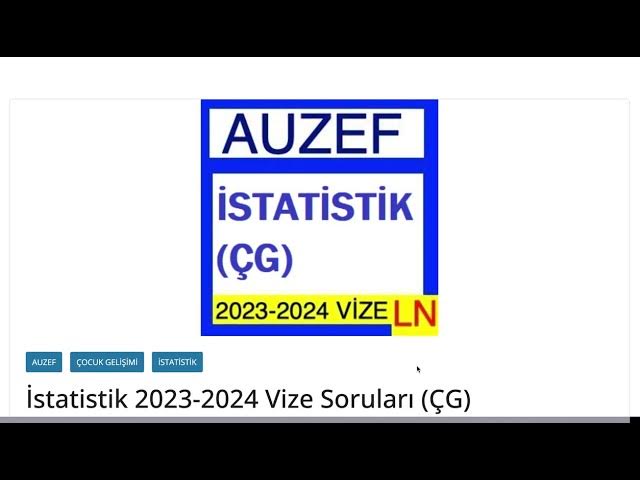 'Video thumbnail for Auzef İstatistik 2024 Vize Soruları- Çocuk Gelişimi Bahar'