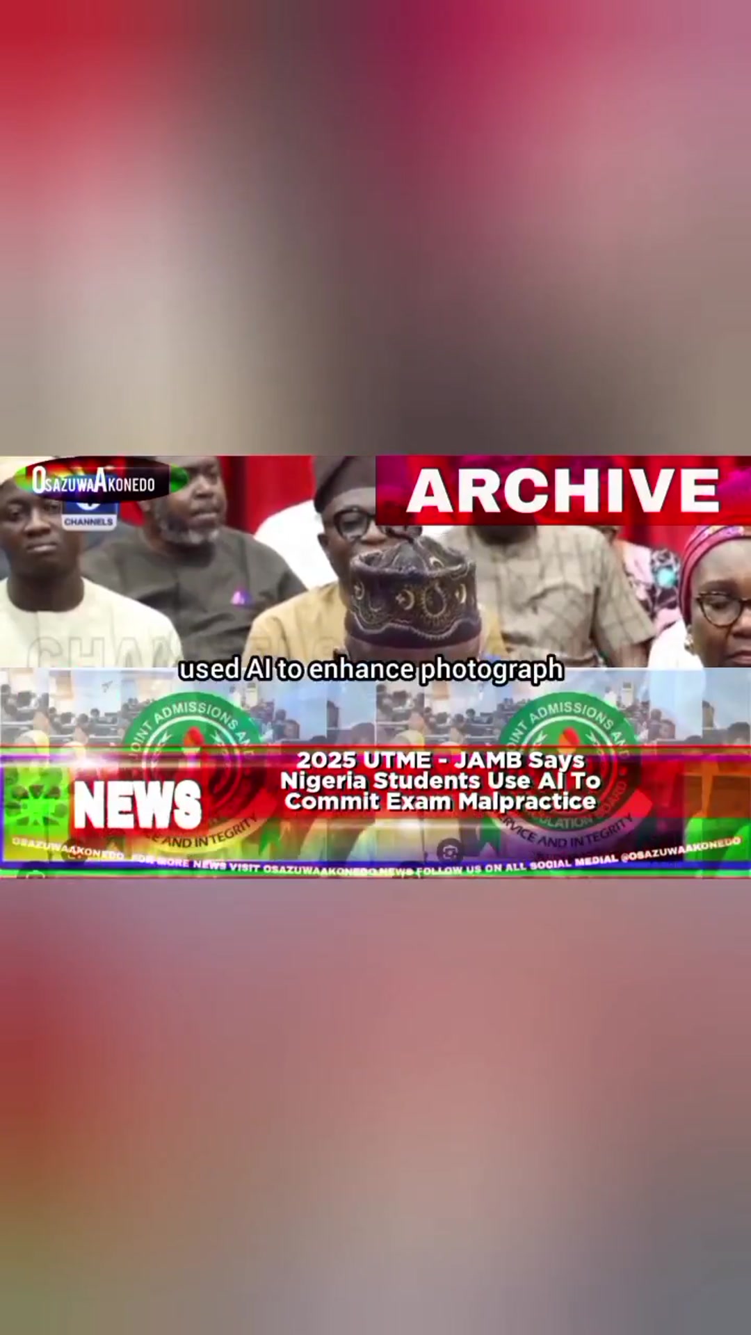 'Video thumbnail for 2025 UTME - JAMB Says Nigeria Students Use AI To Commit Exam Malpractice '
