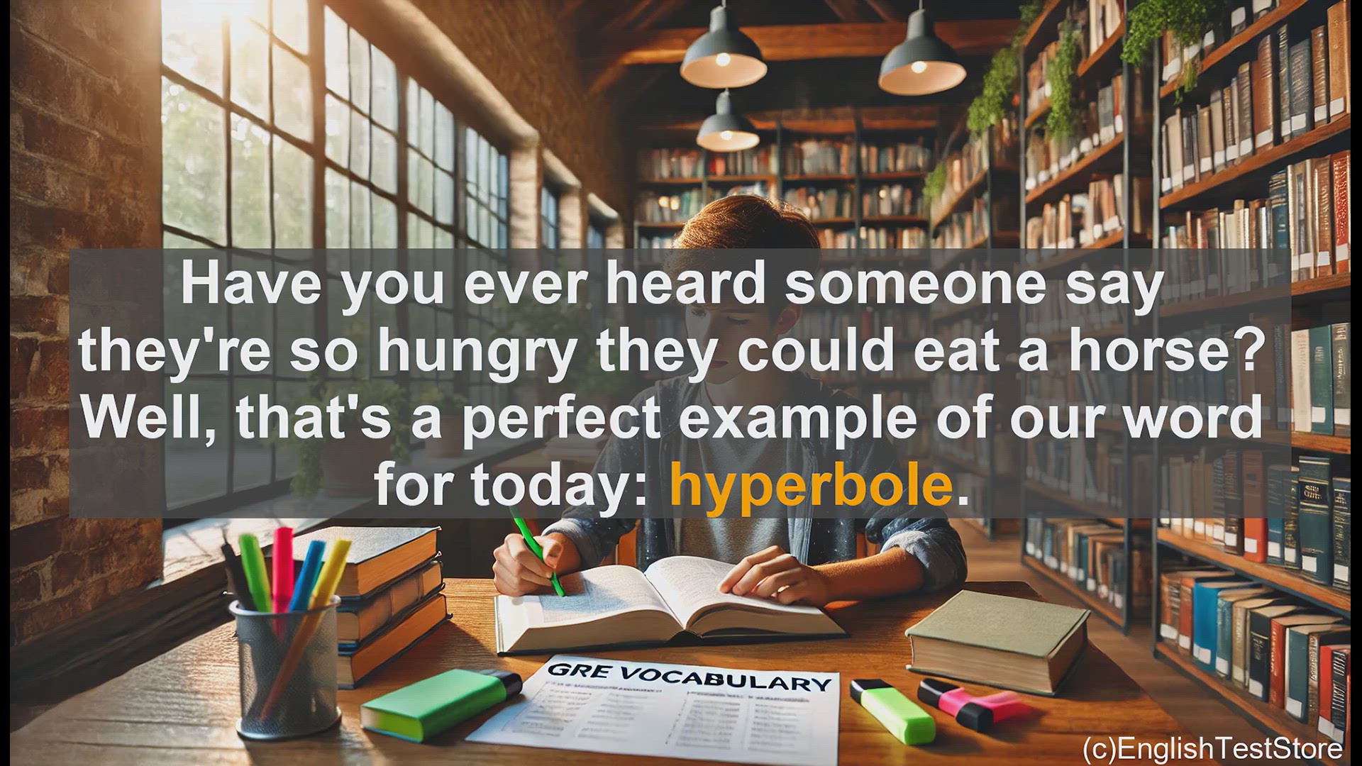 'Video thumbnail for GRE Vocabulary Lesson: Hyperbole - Exaggeration for Emphasis and Effect'