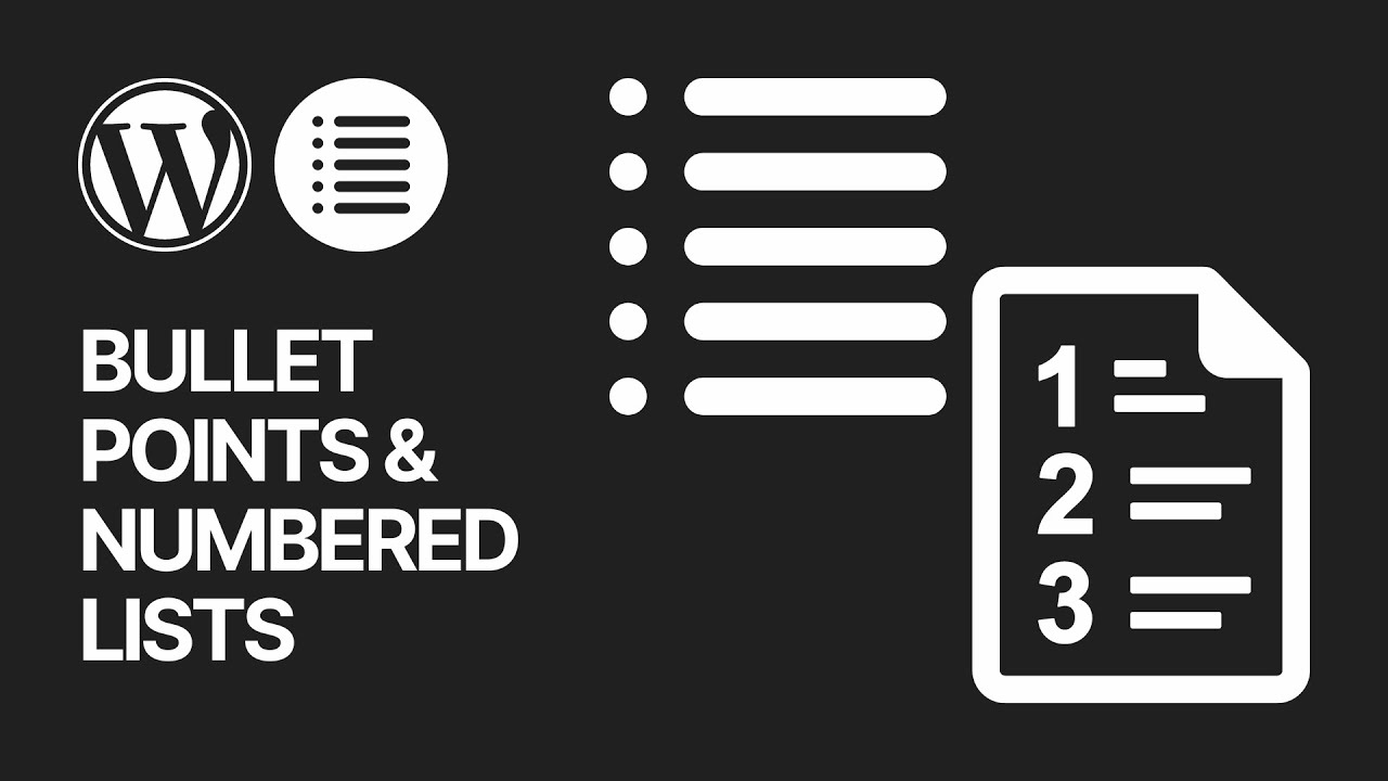 'Video thumbnail for How to Add & Use Bullet Points & Numbered Lists in WordPress For Free_'