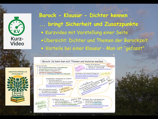 Video thumbnail for Barock - Klausur - Mehr Punkte - wenn man Autoren und Themen kennt und auch Epochenübergänge