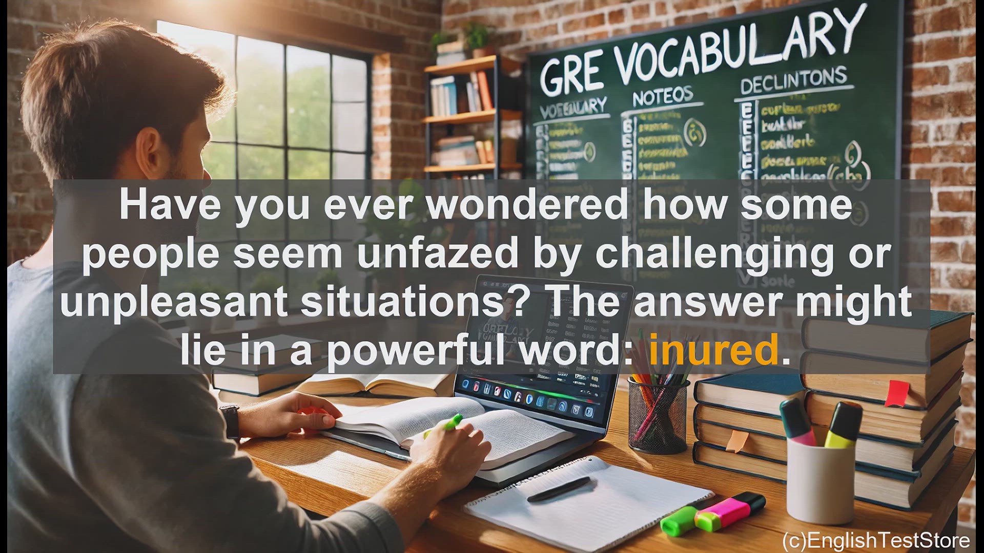 'Video thumbnail for GRE Vocabulary Lesson: Inured - Mastering the Art of Resilience'