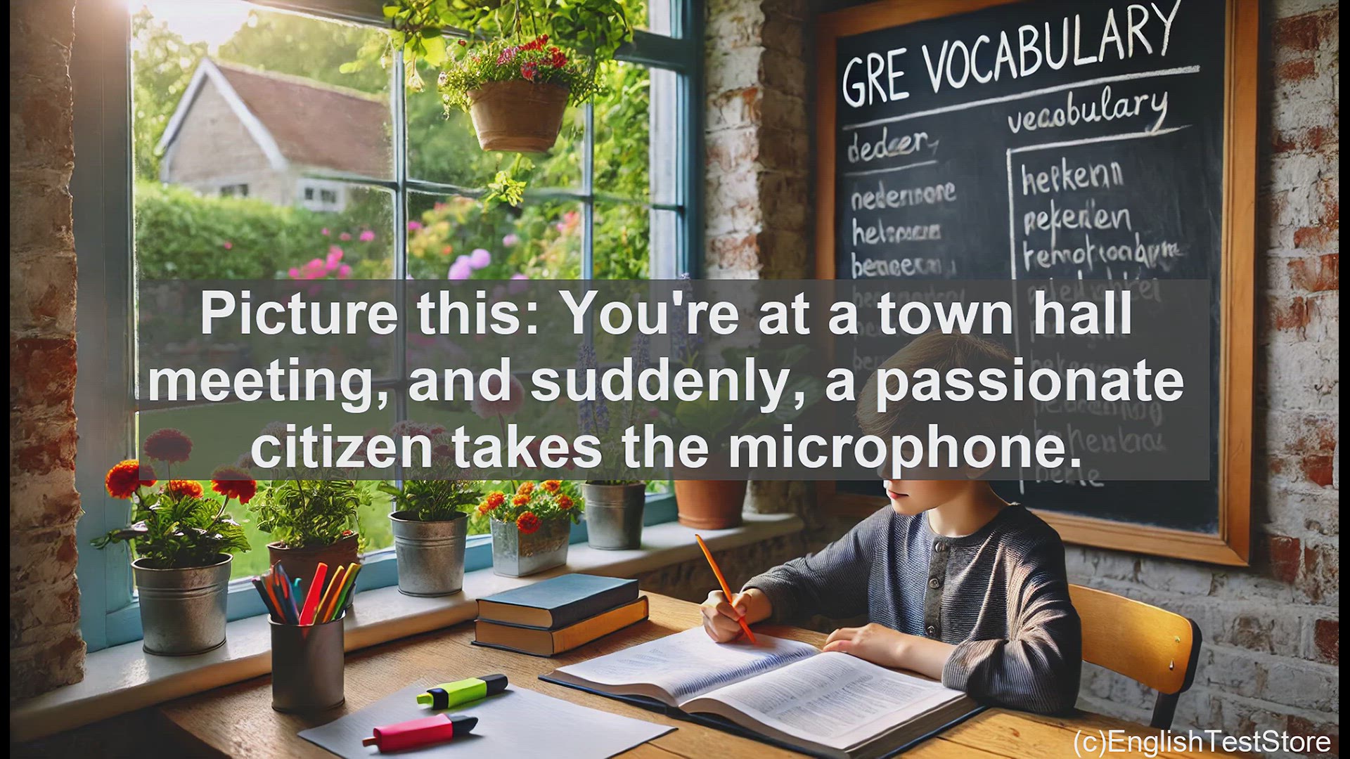 'Video thumbnail for GRE Vocabulary Lesson: Passionate Citizen's Forceful Speech at Town Hall'