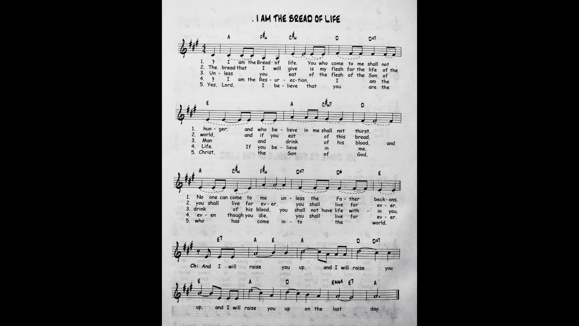 'Video thumbnail for I Am The Bread Of Life - Catholic Mass Song Sheet Music'