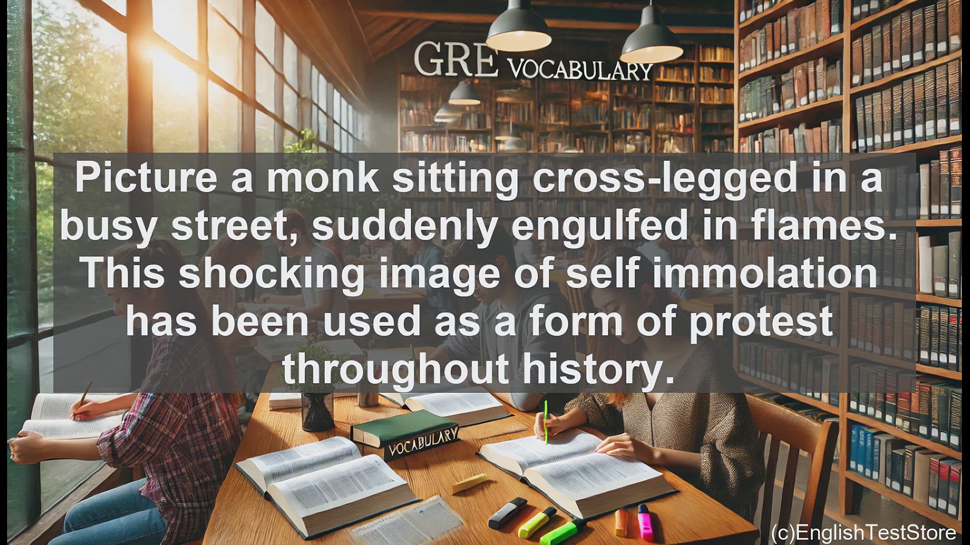 'Video thumbnail for GRE Vocabulary Lesson: The Power of Immolation - Sacrifice and Protest Through Fire'