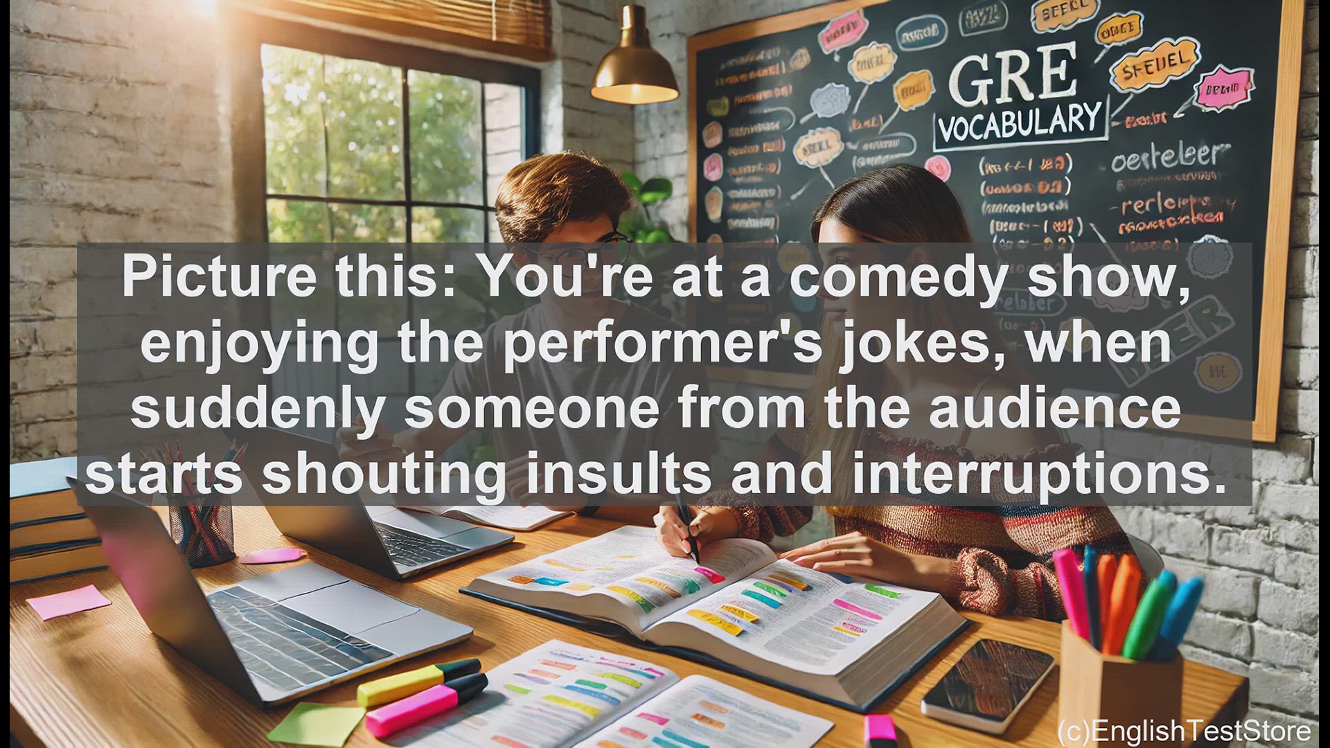 'Video thumbnail for GRE Vocabulary Lesson: Dealing with Hecklers - Understanding a Disruptive Presence'