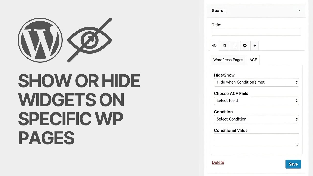 'Video thumbnail for How to Show or Hide (Display or Remove) Widgets on Specific WordPress Pages For Free_ Tutorial'