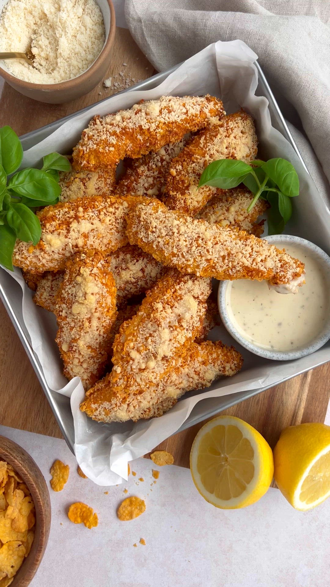 'Video thumbnail for Lemon Parmesan Chicken Tenders'