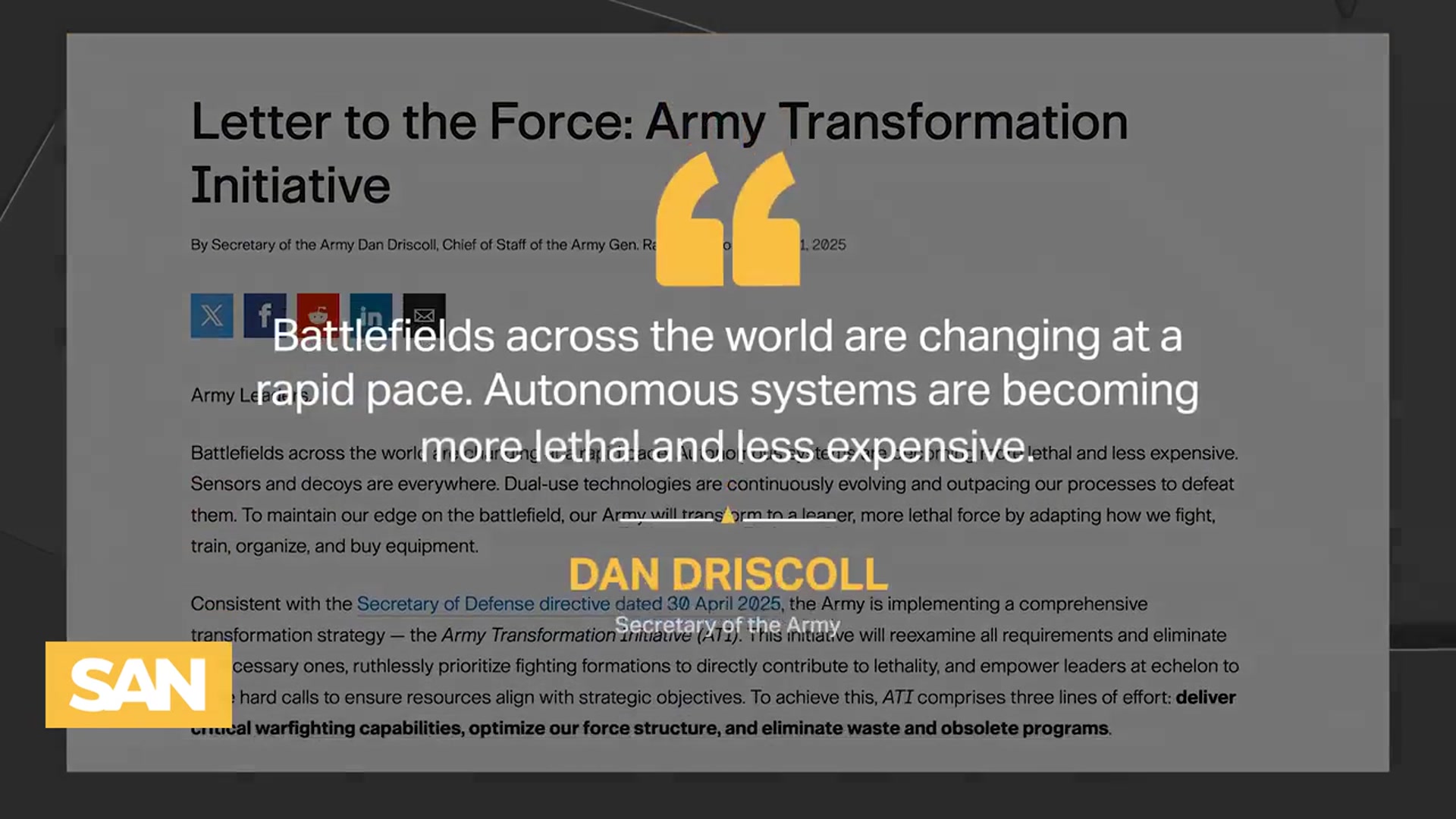 'Video thumbnail for The Army's plan to abandon obsolete systems and modernize'
