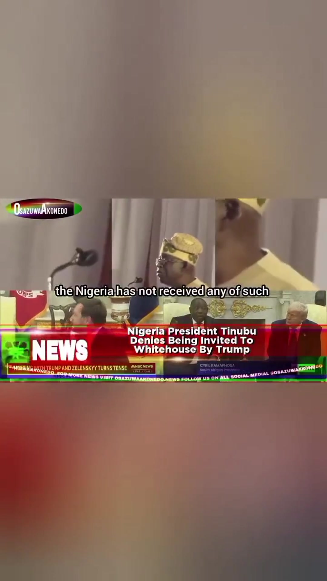 'Video thumbnail for Nigeria President Tinubu Denies Being Invited To Whitehouse By Trump '