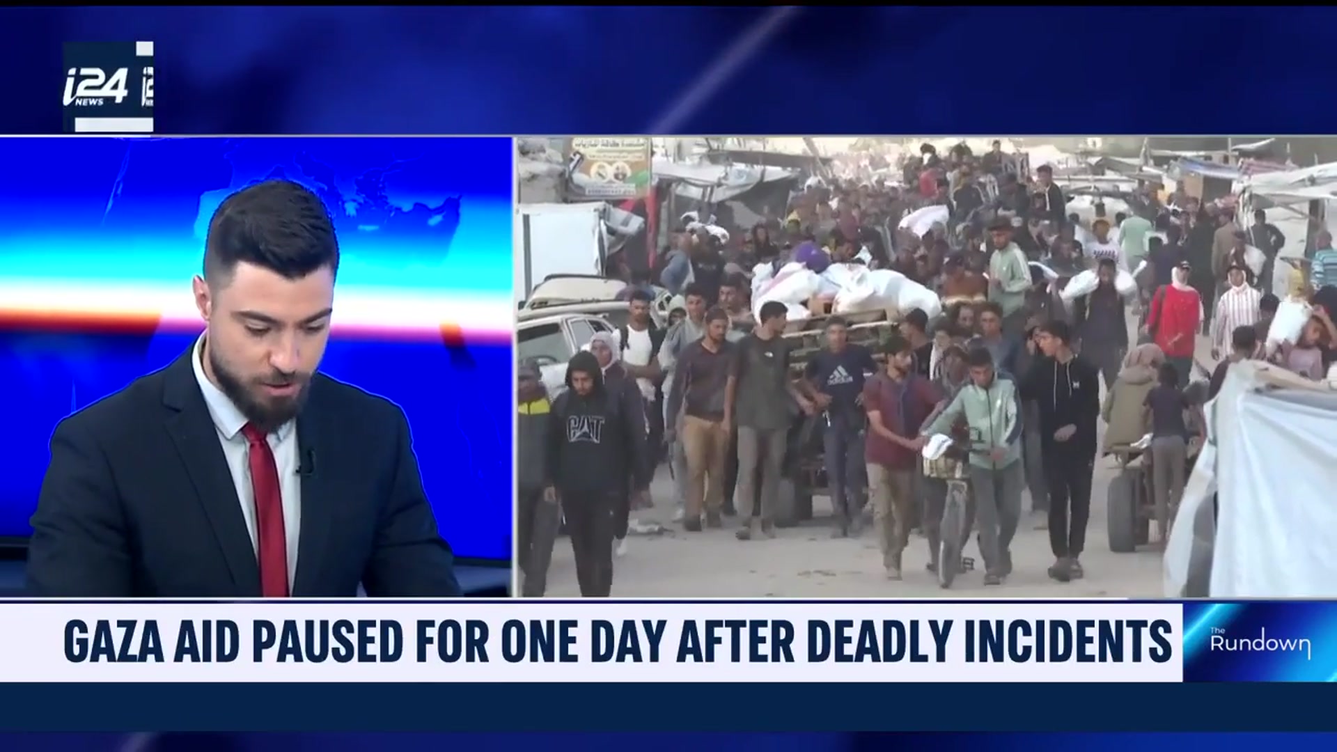 'Video thumbnail for Gaza aid paused for one day deadly incidents'
