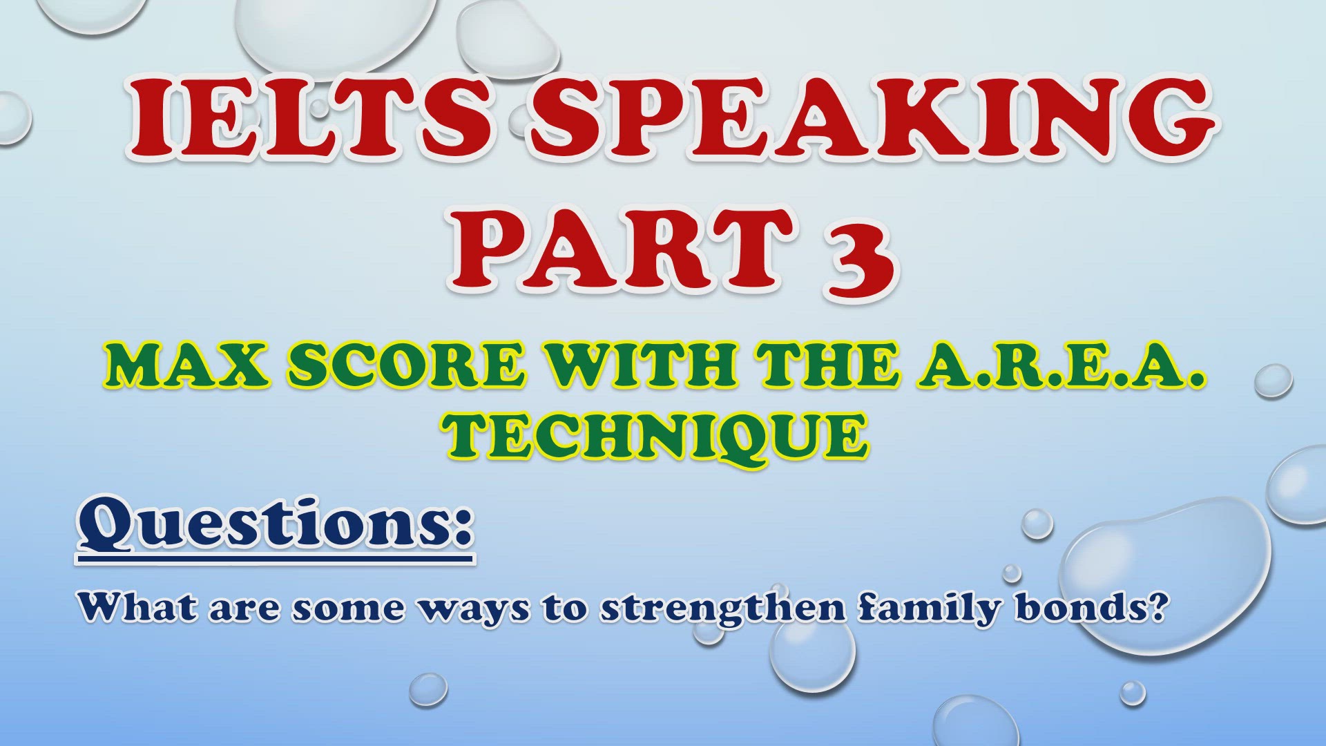 'Video thumbnail for What are some ways to strengthen family bonds? - IELTS Speaking Part 3'