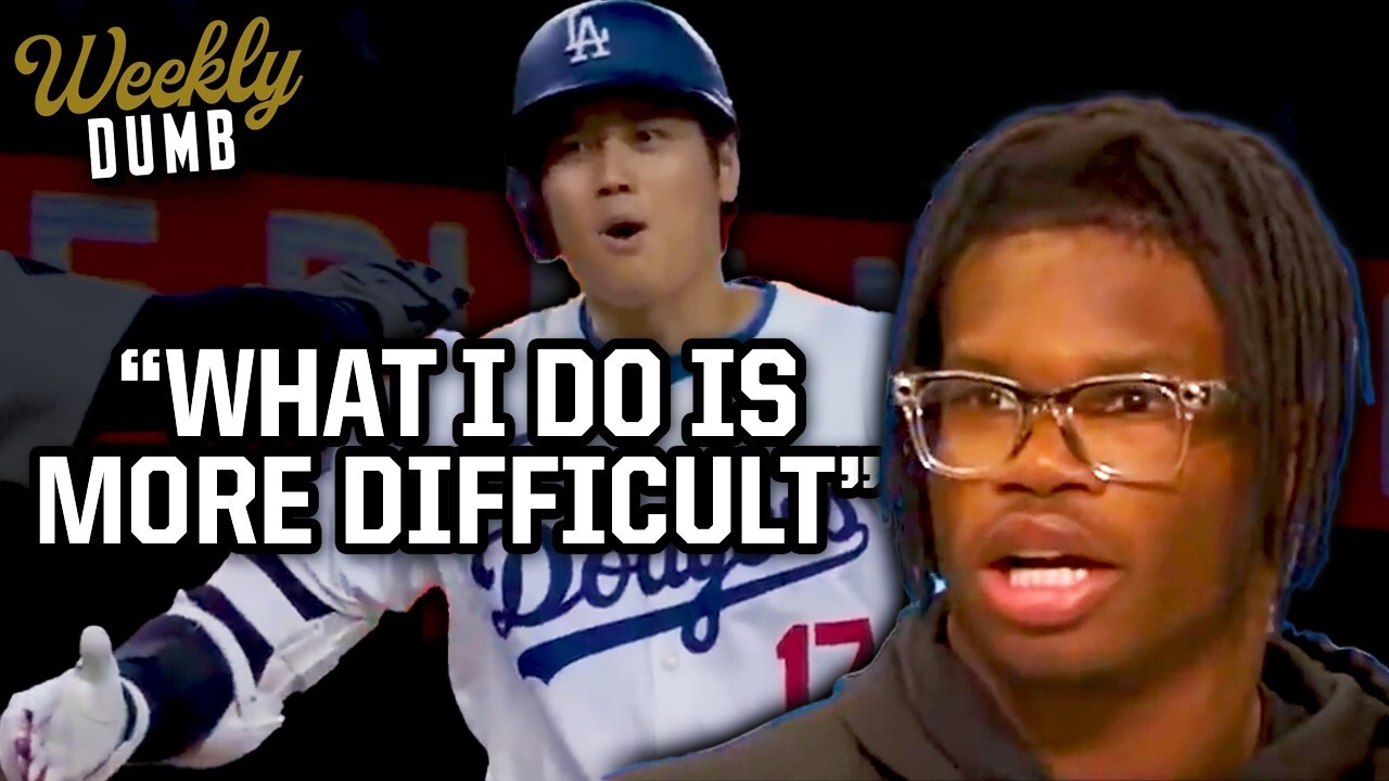 Video thumbnail for Travis Hunter says his job is harder than Shohei Ohtani's | Weekly Dumb