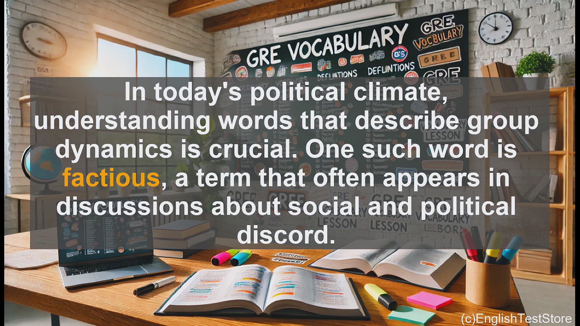 'Video thumbnail for GRE Vocabulary Lesson: Factious - Exploring the Divisive Nature of Group Dynamics'