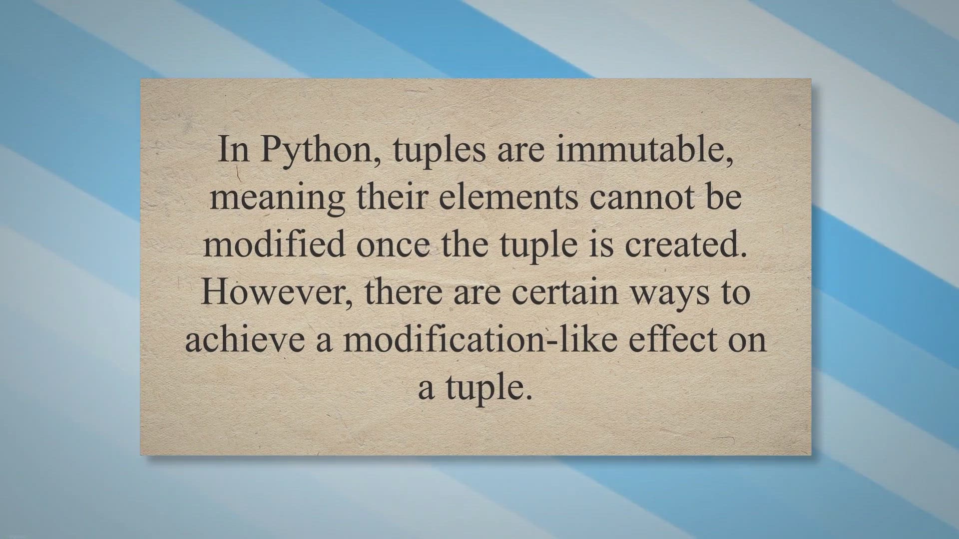 'Video thumbnail for How to modify a Tuple in Python? Python Tutorial'