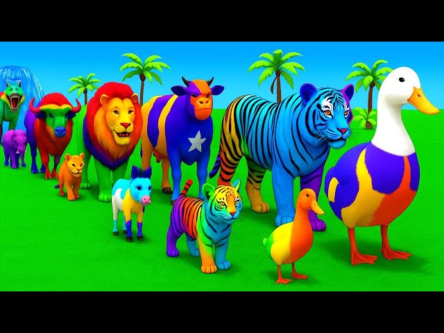 Video thumbnail for Long Slide Game With Cow Elephant Gorilla Hippopotamus Tiger 3d Animal Game Funny 3d Animals