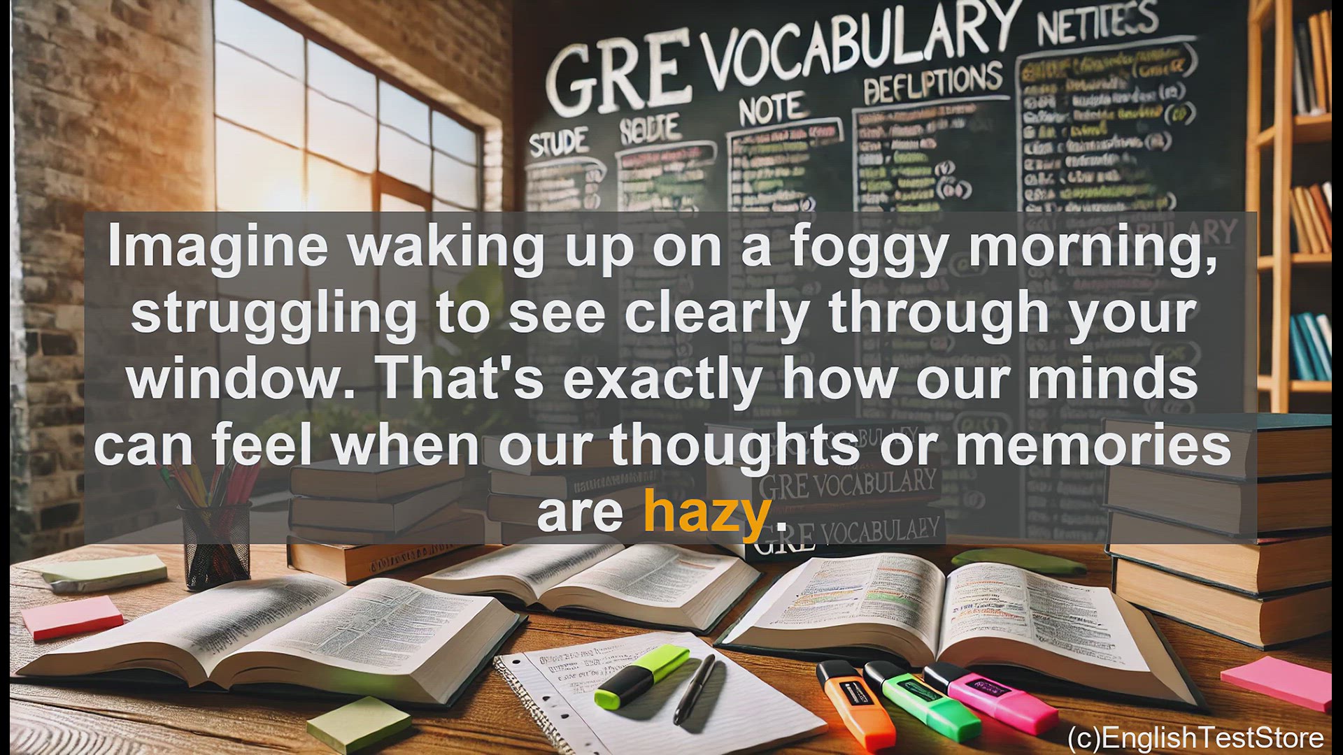'Video thumbnail for GRE Vocabulary Lesson: Exploring the Meaning and Usage of the Word 'Hazy''