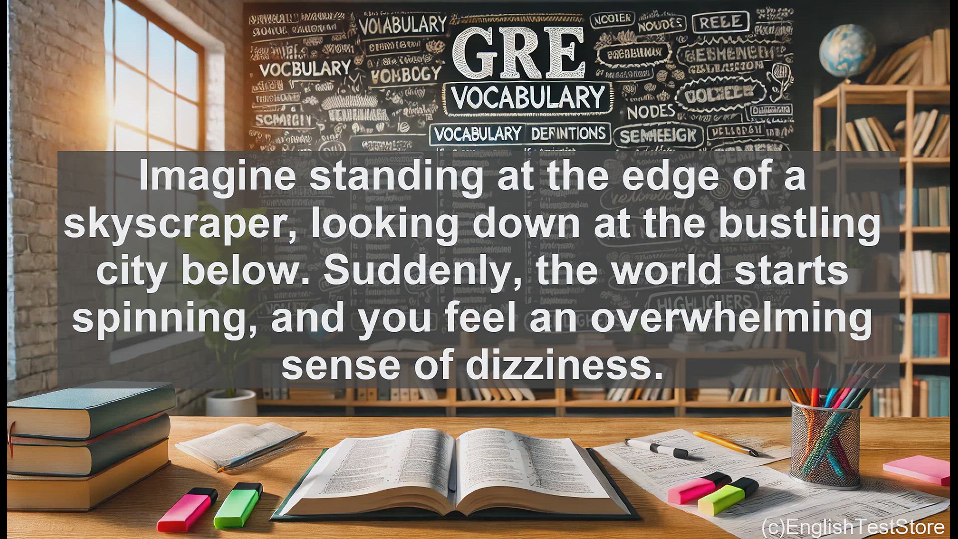 'Video thumbnail for GRE Vocabulary Lesson: Vertigo - Mastering the Spinning Sensation'