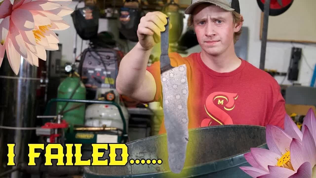 Video thumbnail for Will Stelter: lotus flower damascus knife forging - part 6: disaster strikes!