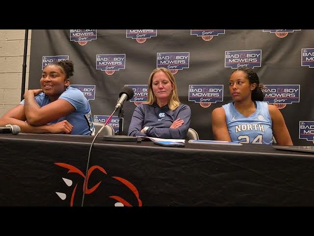 Video thumbnail for UNC's Nyla Harris, Coach Courtney Banghart and Indya Nivar after exhibition loss to S.C. #UNC
