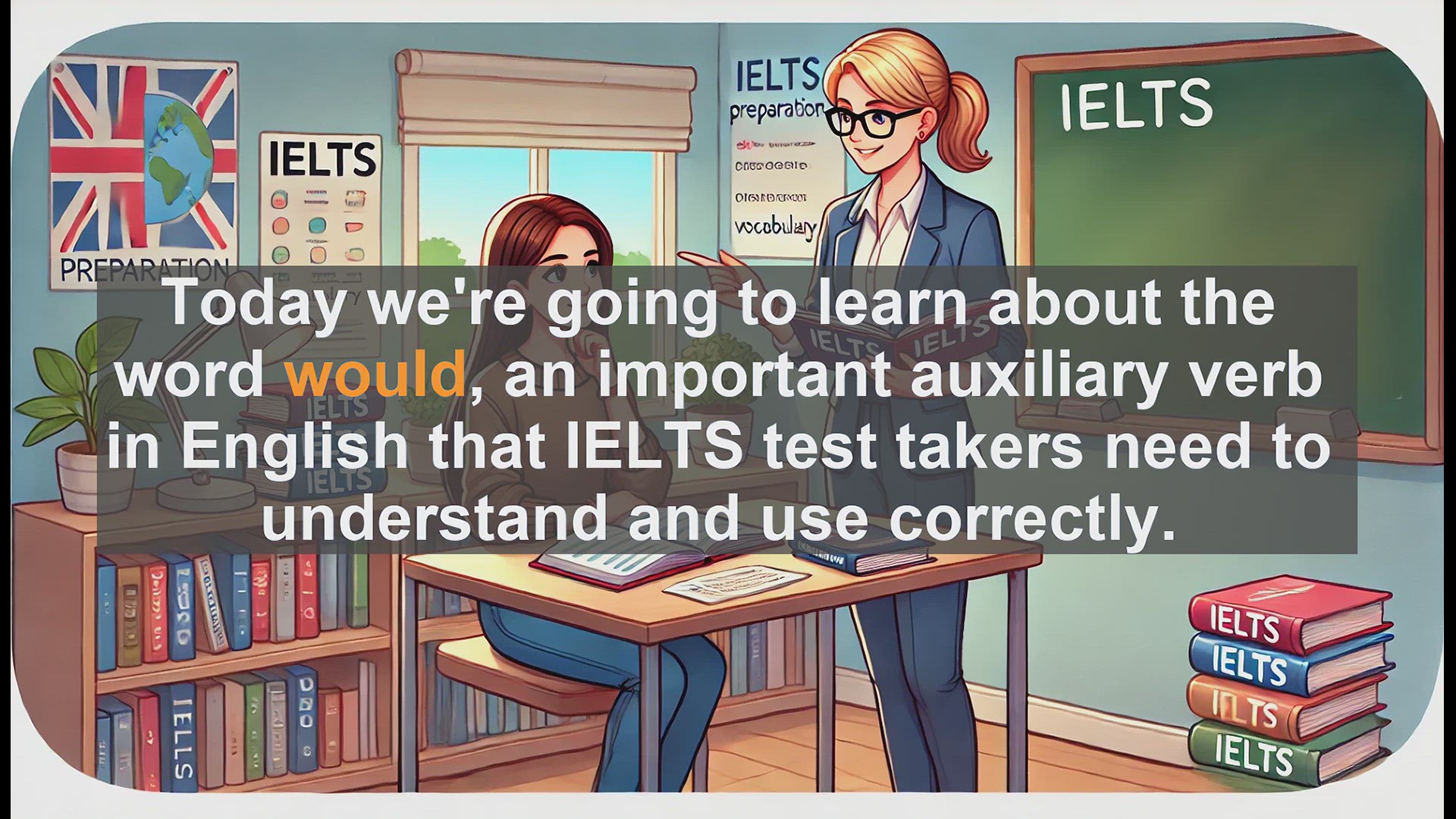 'Video thumbnail for 2500 Must Know IELTS 5.5 Vocabulary - Understanding 'Would': Key Uses for IELTS Success'
