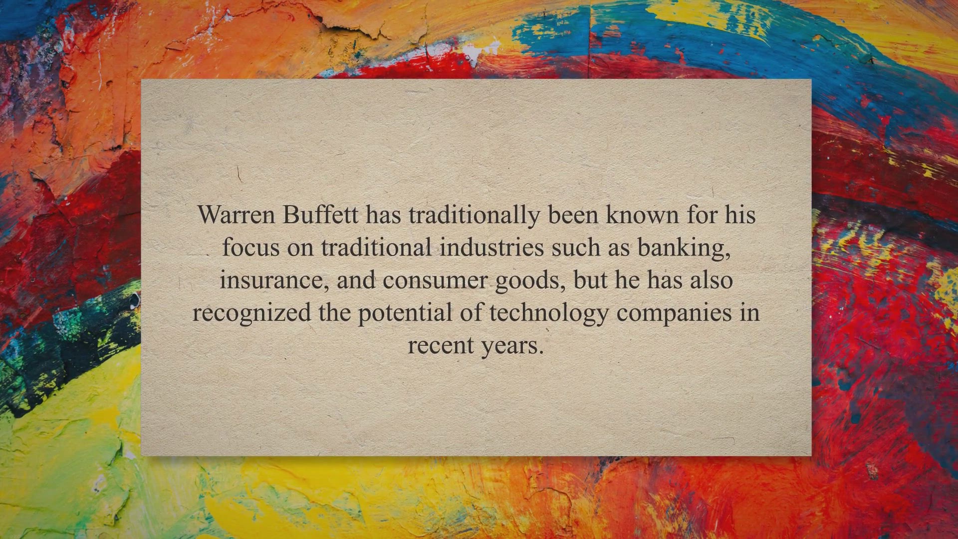 'Video thumbnail for Warren Buffett on Investing in Technology:'