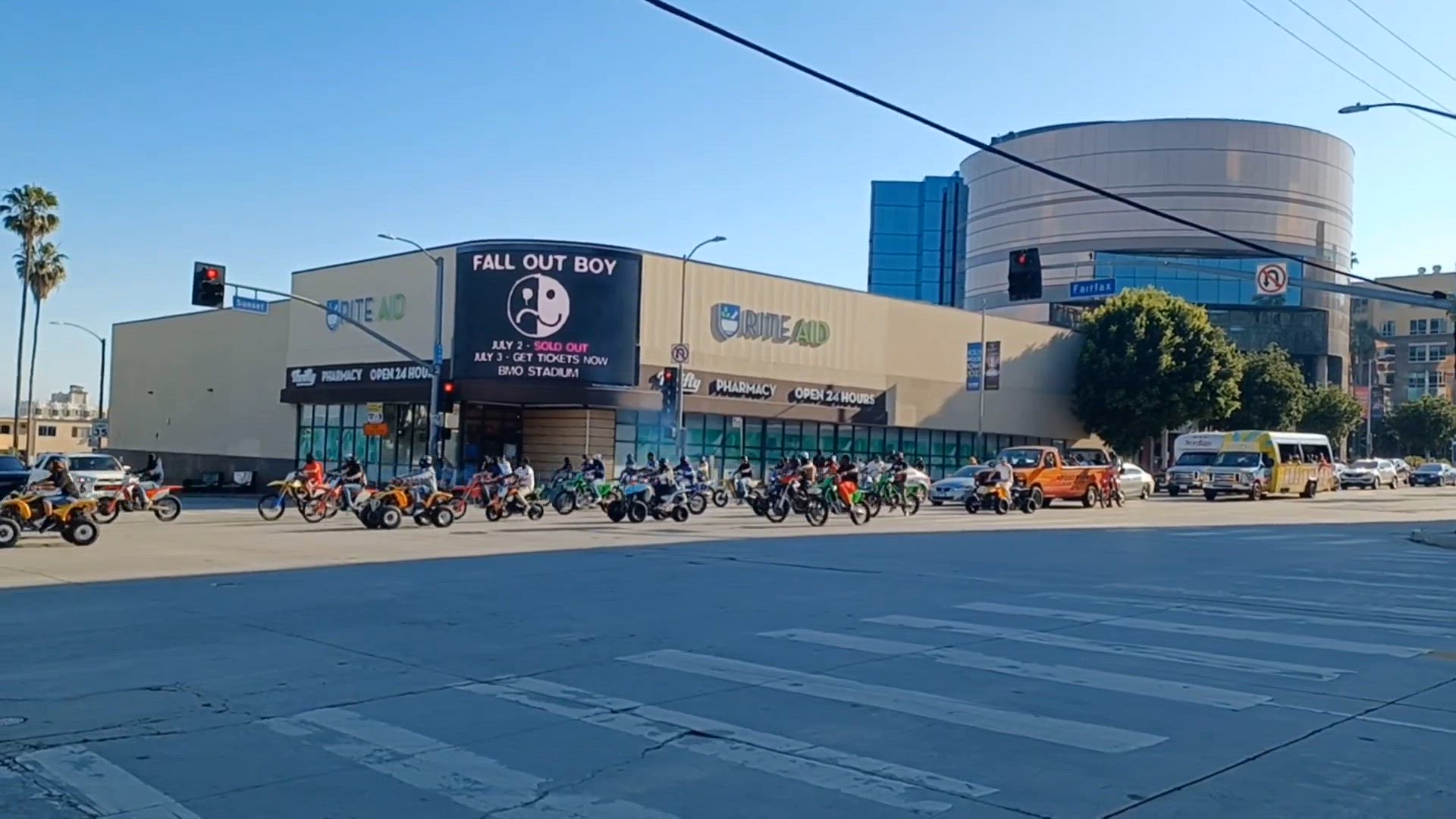 Video thumbnail for Motorcycle gang on Sunset Blvd.