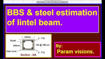 'Video thumbnail for Bar bending schedule (BBS) of lintel beam/ Calculating the cutting length of bars in a lintel beam.'