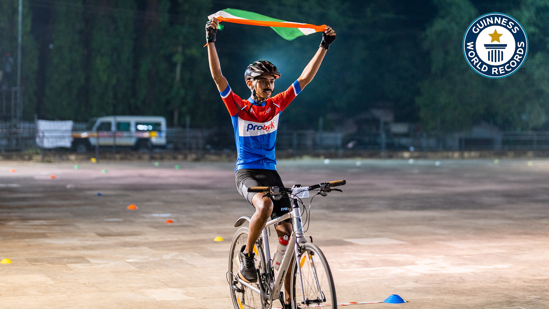 'Video thumbnail for Vaibhav Rajamani sets record for greatest distance cycled no hands'