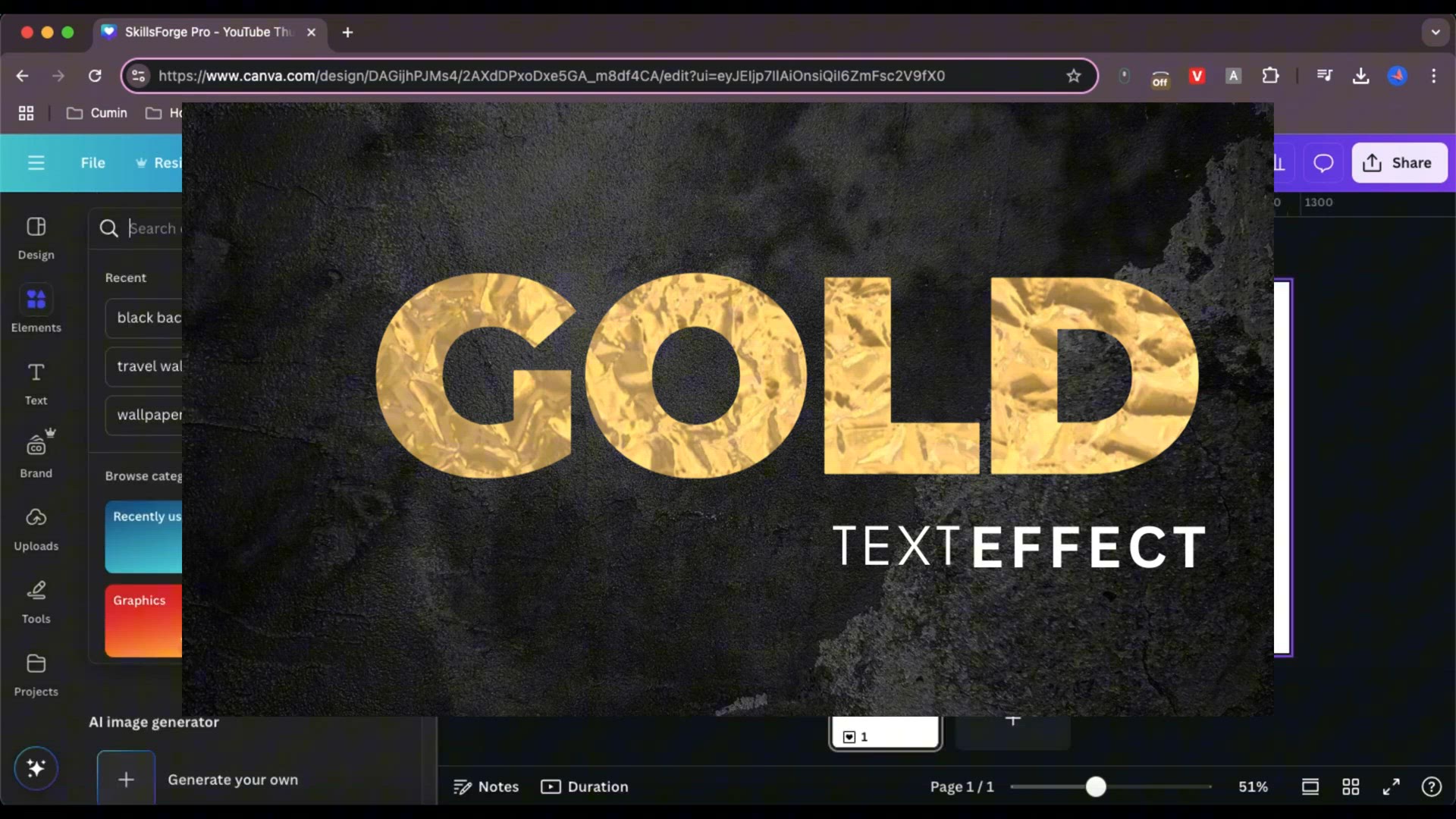'Video thumbnail for How to Create a Stunning Gold Text Effect in Canva Easy & Quick!'