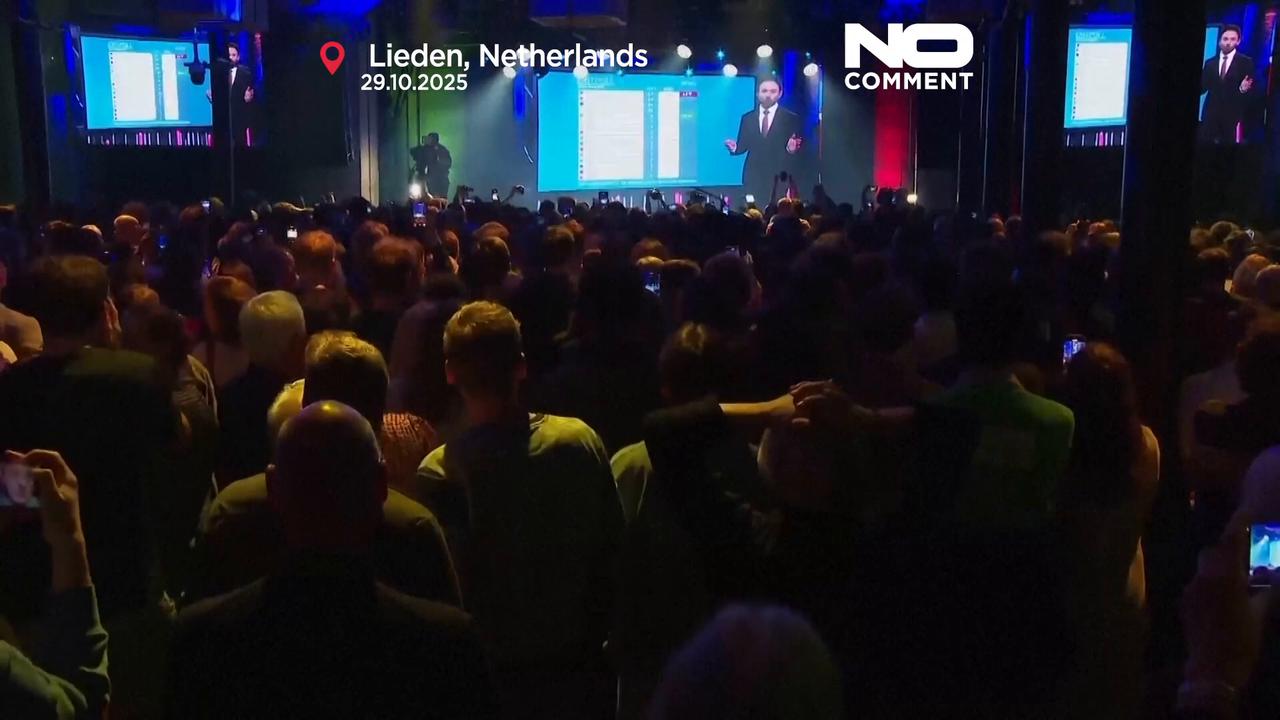 Video thumbnail for Scenes of joy at D66 and GreenLeft HQs on Dutch election night