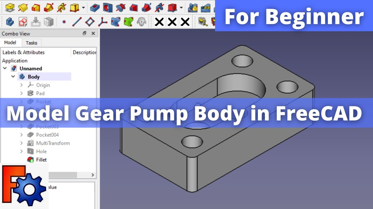 'Video thumbnail for Model Pump Body in FreeCAD | FreeCAD Tutorial | FreeCAD Part Design |'