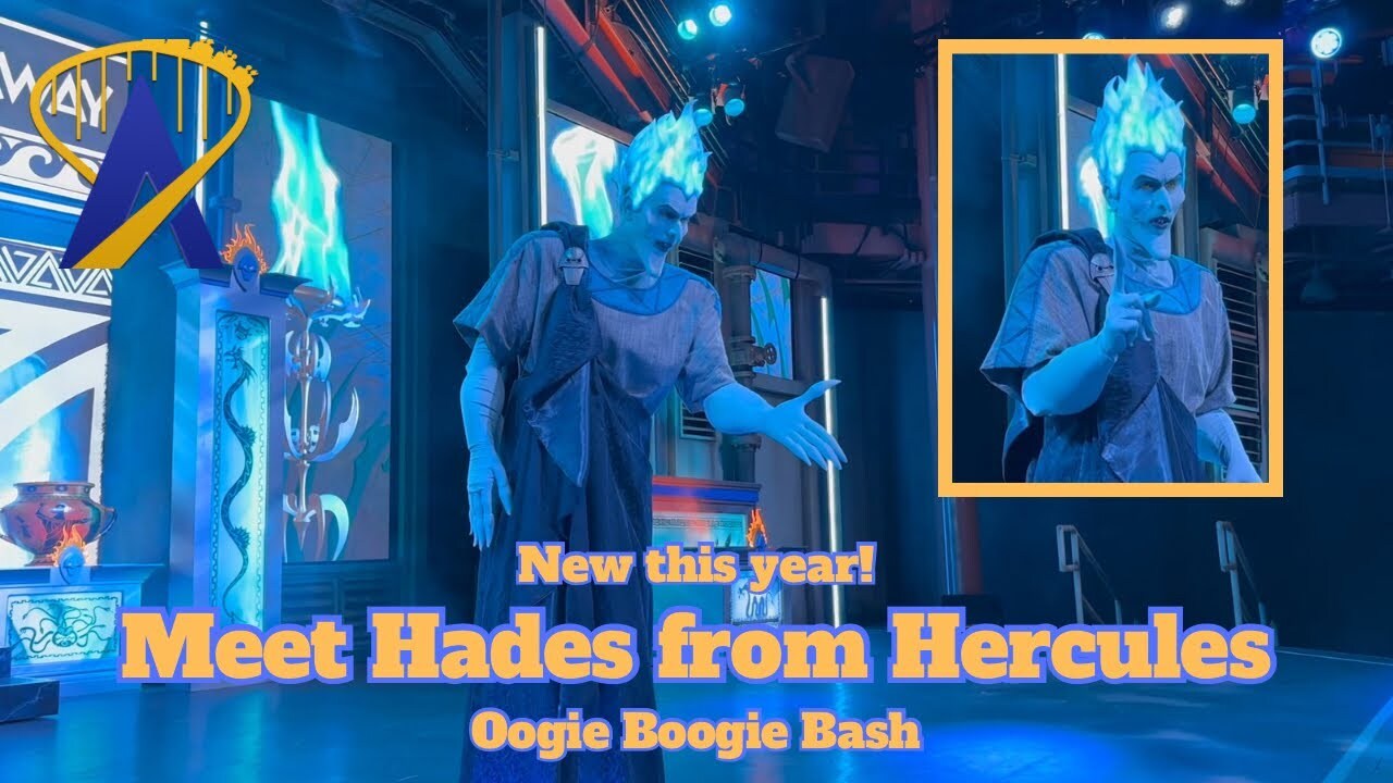 'Video thumbnail for Hades from Hercules Talks to Guests at Oogie Boogie Bash 2024 at Disneyland'