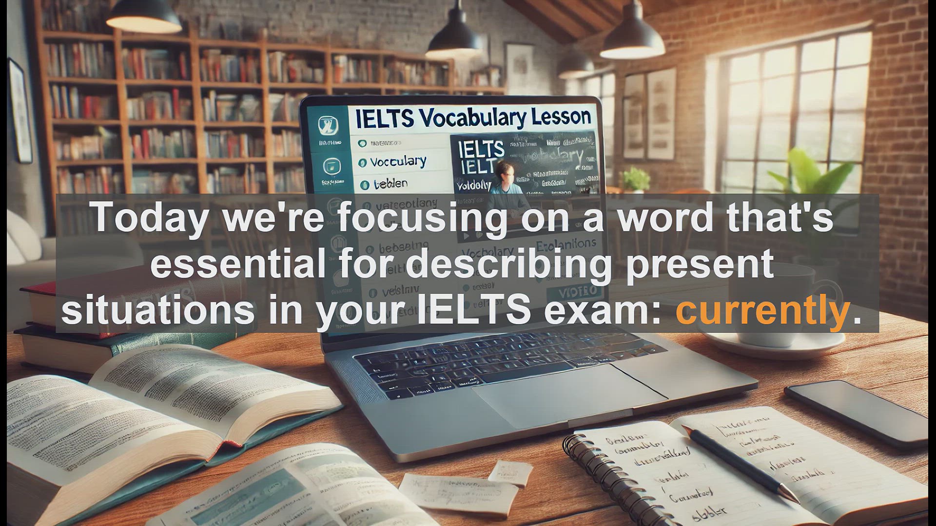 'Video thumbnail for 2500 Must Know IELTS 5.5 Vocabulary - Master 'Currently' for IELTS: Boost Your Present Tense Skills'