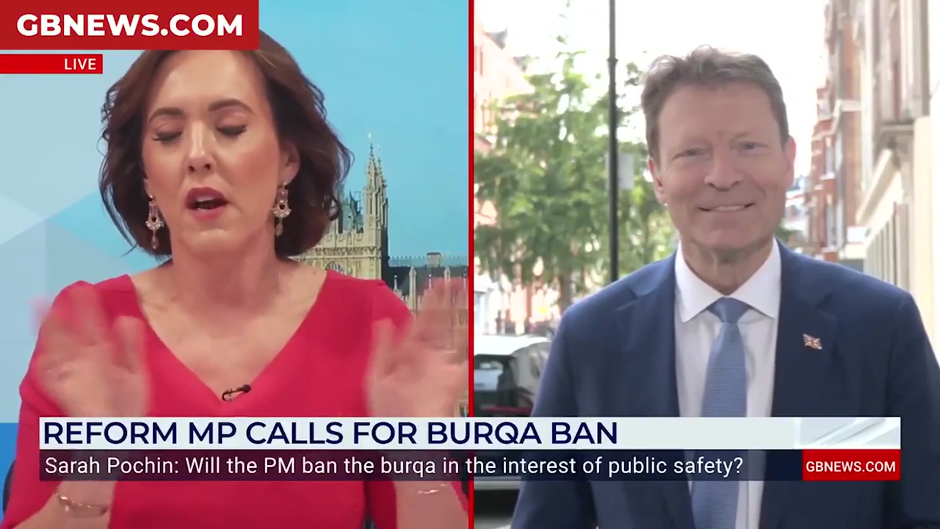 'Video thumbnail for WATCH: Richard Tice finally reveals stance on banning the Burka after fierce GB News grilling: 'I am for it!''