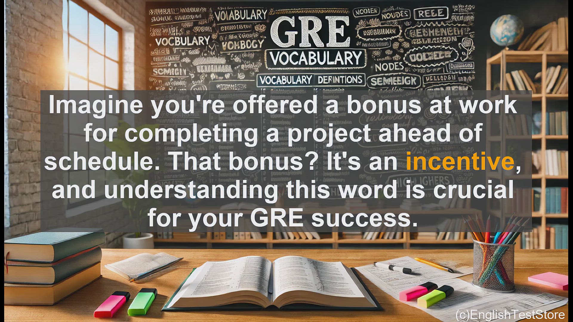 'Video thumbnail for GRE Vocabulary Lesson: Incentives - The Key to GRE Success'