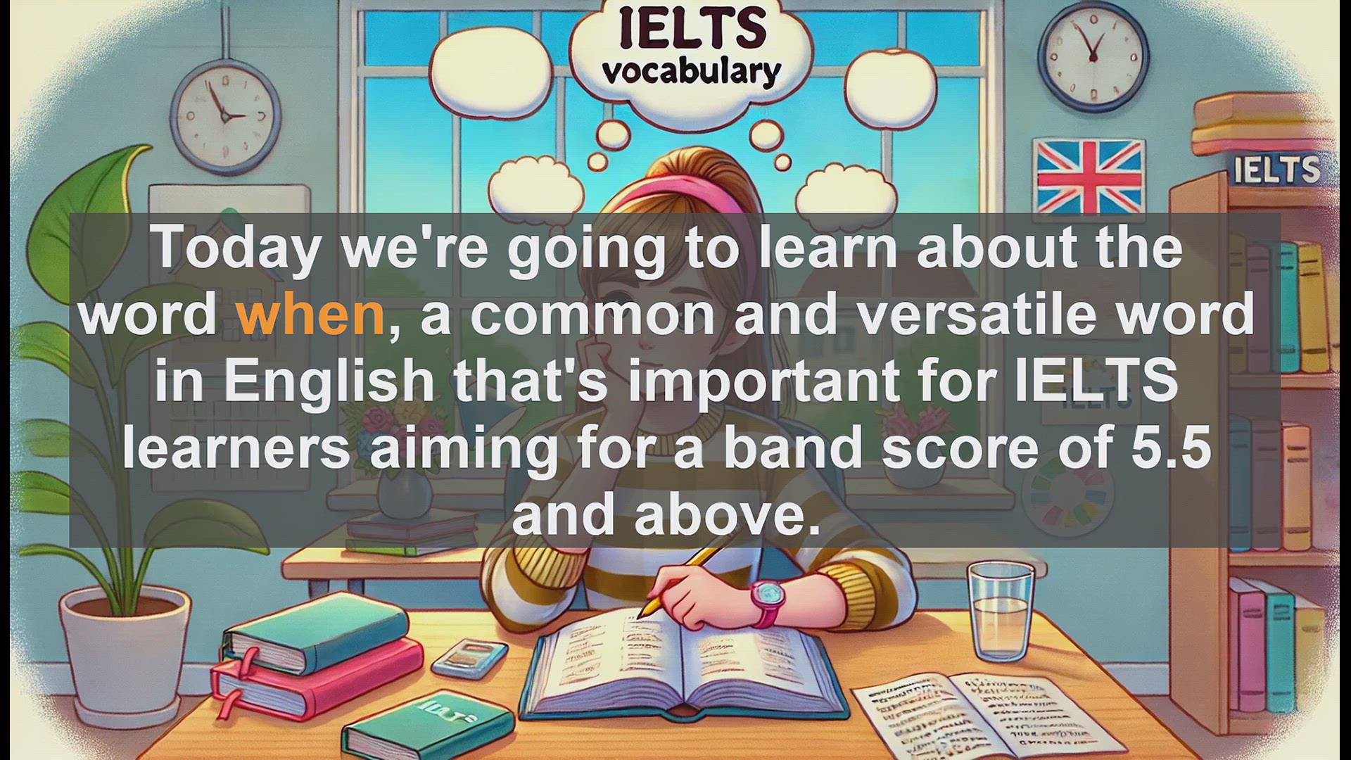 'Video thumbnail for 2500 Must Know IELTS 5.5 Vocabulary - Understanding 'When': Essential English Word for IELTS Success'