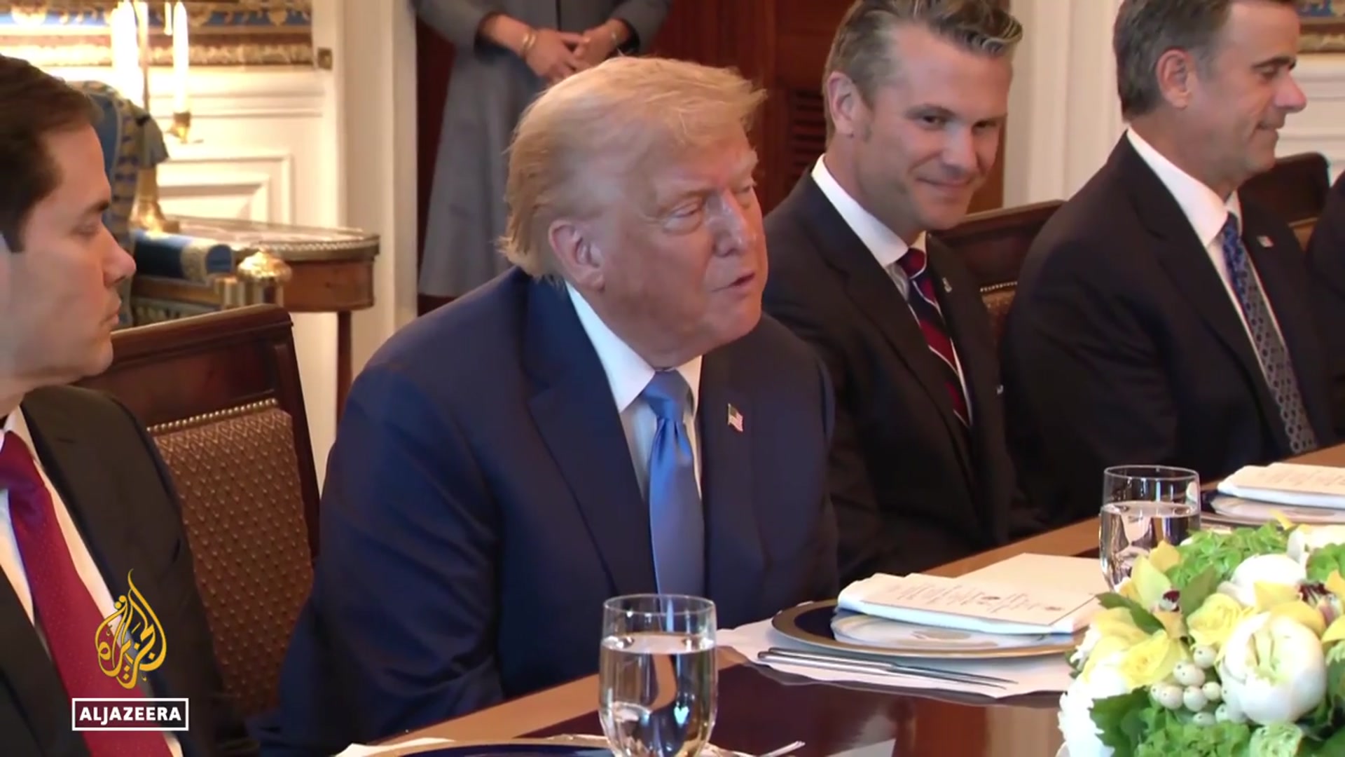 'Video thumbnail for Trump, Netanyahu discuss Gaza ceasefire and Palestinian relocation at White House'