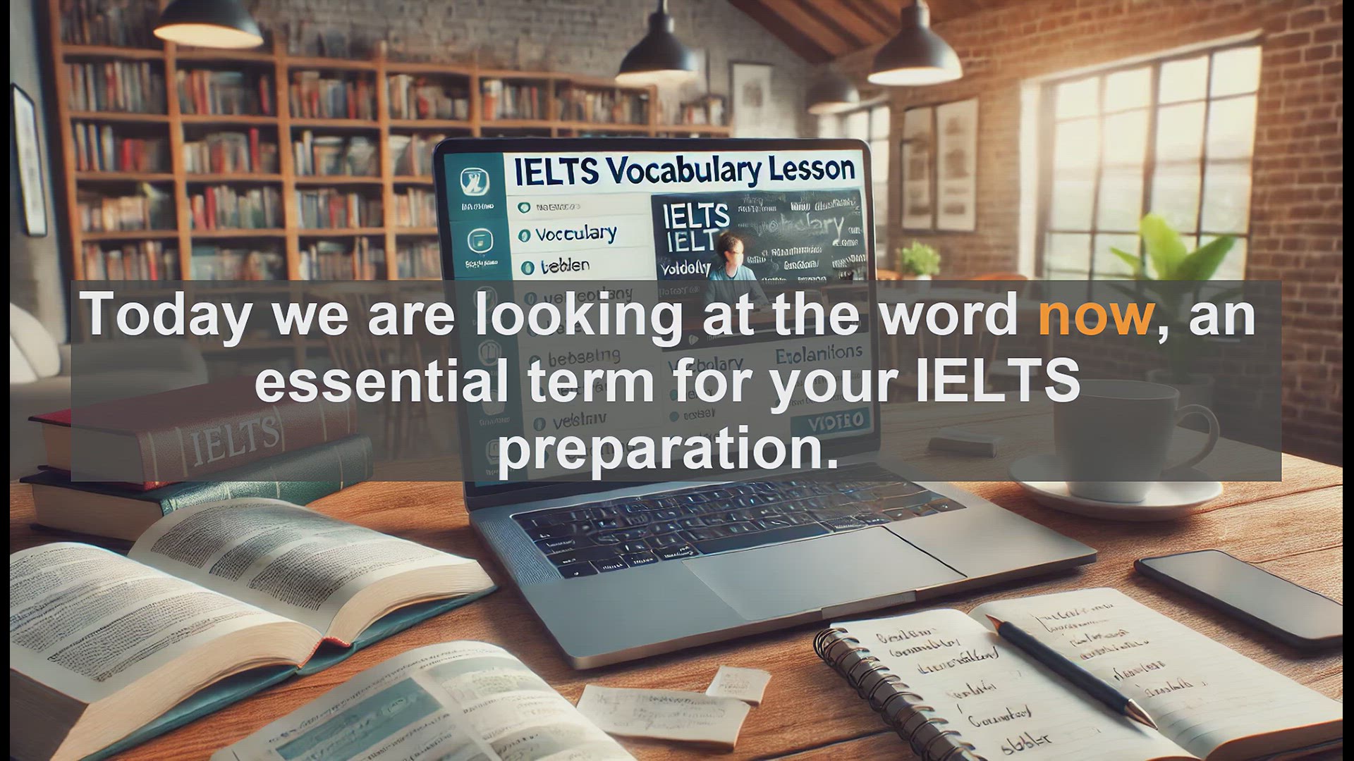 'Video thumbnail for 2500 Must Know IELTS 5.5 Vocabulary - Understanding 'Now' for IELTS: Usage and Examples'