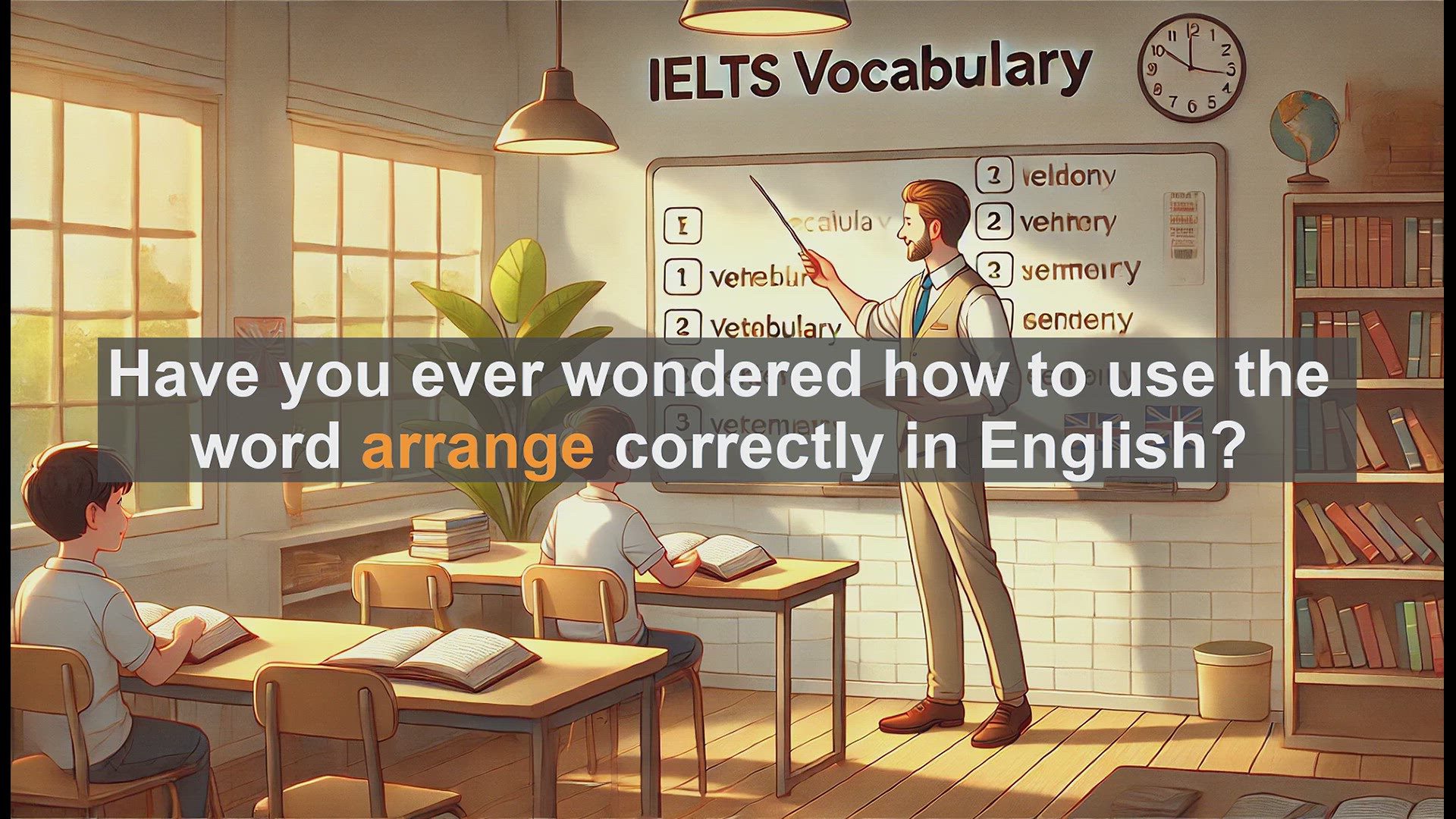 'Video thumbnail for 2500 Must Know IELTS 5.5 Vocabulary - How to Use 'Arrange' in English: Meaning, Examples, and Common Errors'