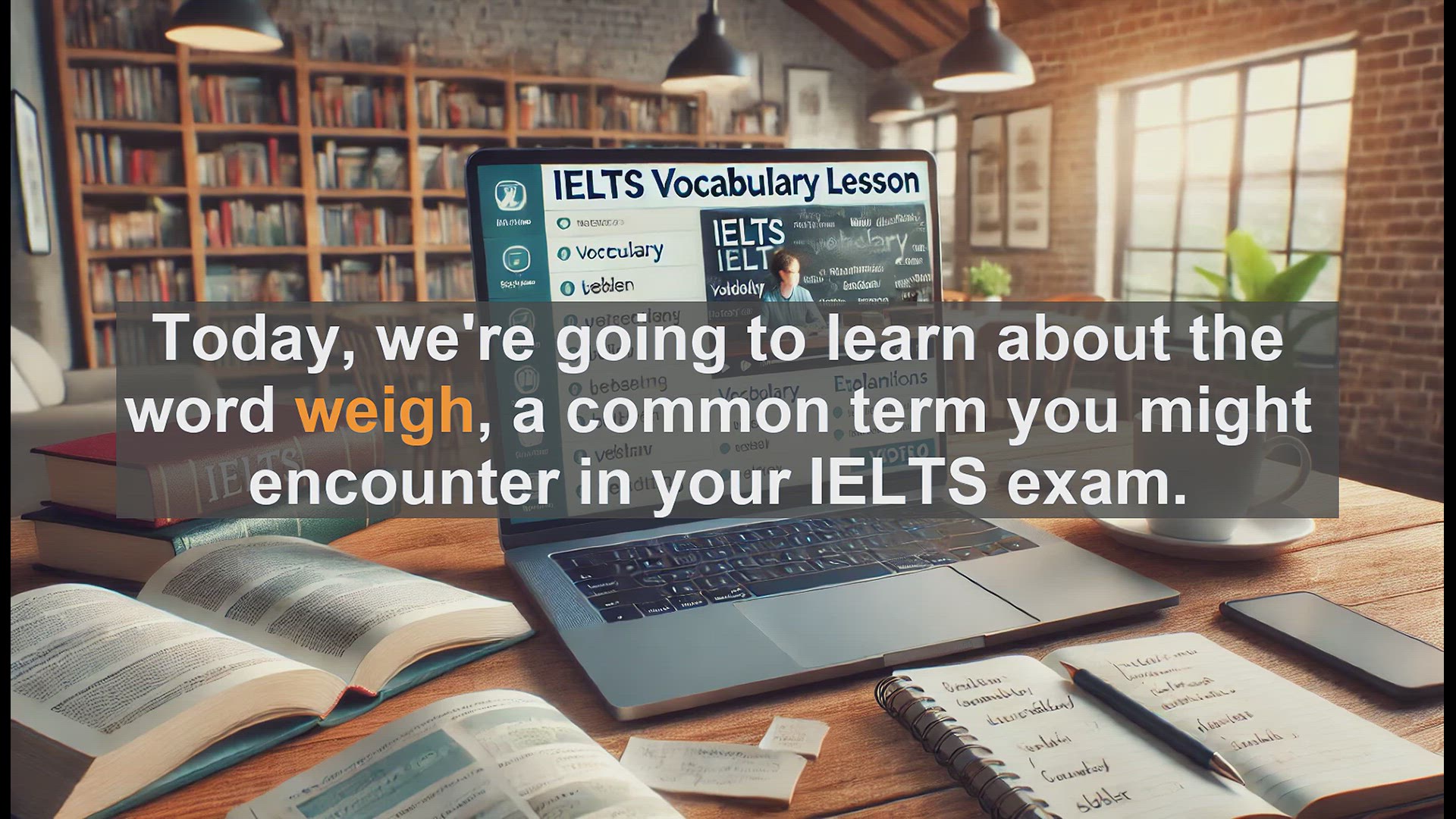 'Video thumbnail for 2500 Must Know IELTS 5.5 Vocabulary - Understanding 'Weigh': A Key Word for IELTS Success'