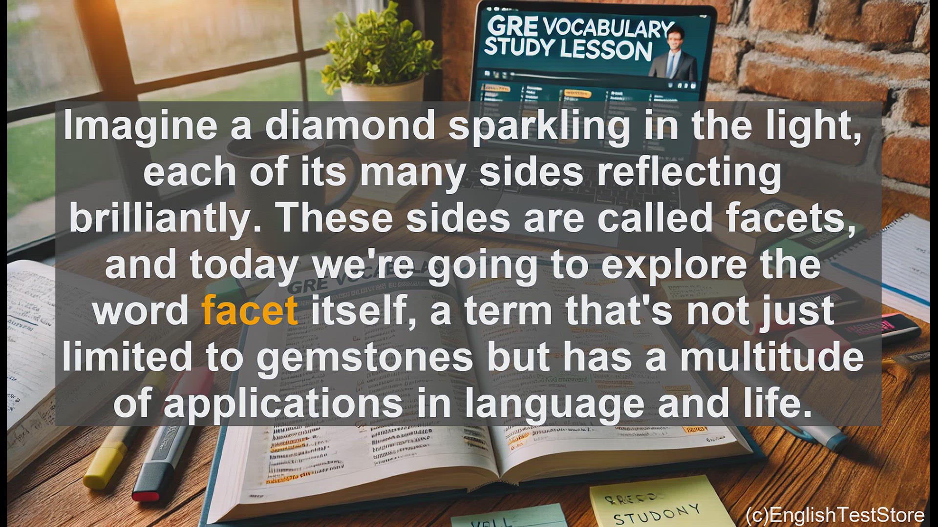 'Video thumbnail for GRE Vocabulary Lesson: Understanding 'Facet' - From Gemstones to Language'