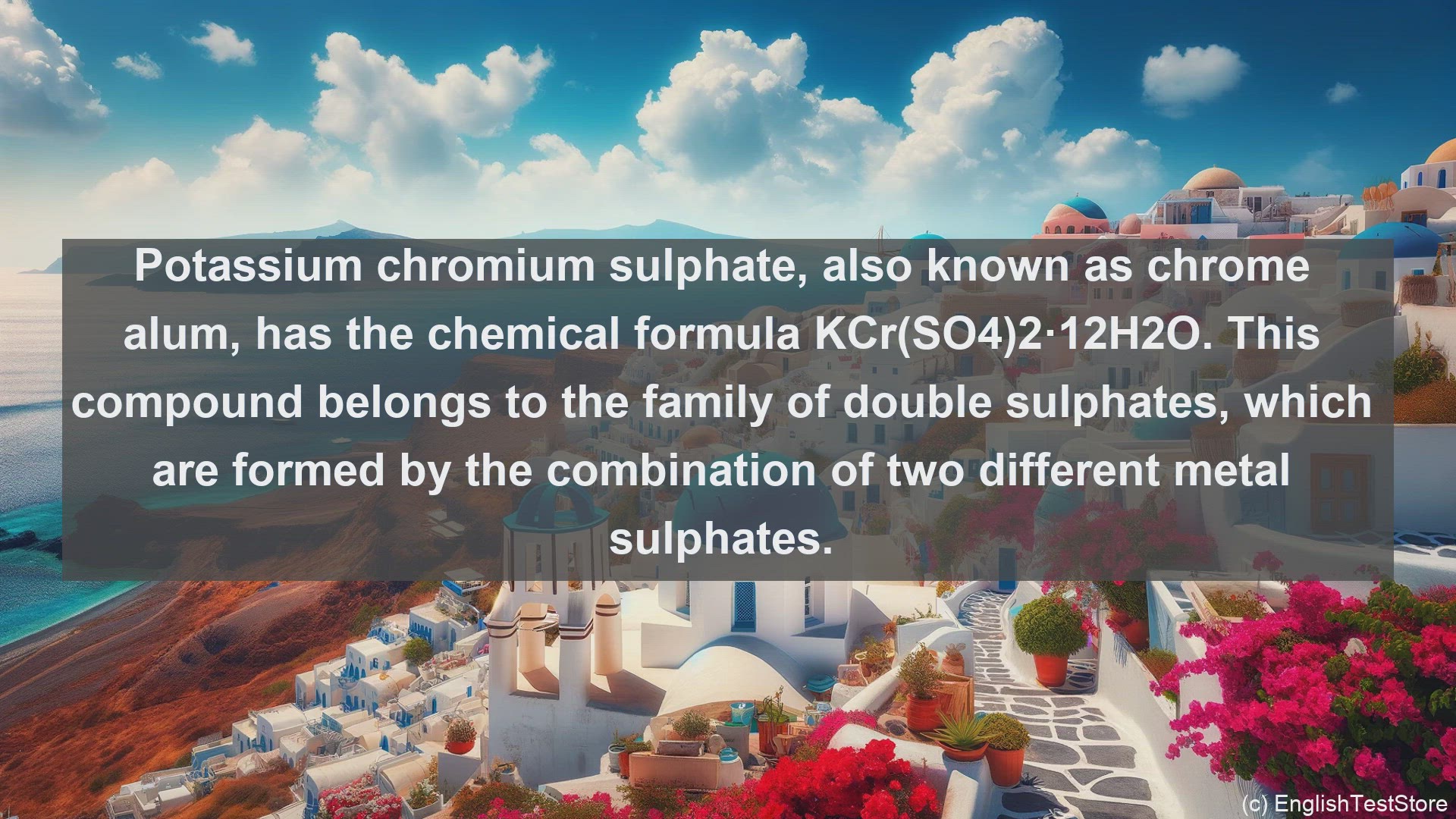 'Video thumbnail for Potassium chromium sulphate in science  definition and examples'