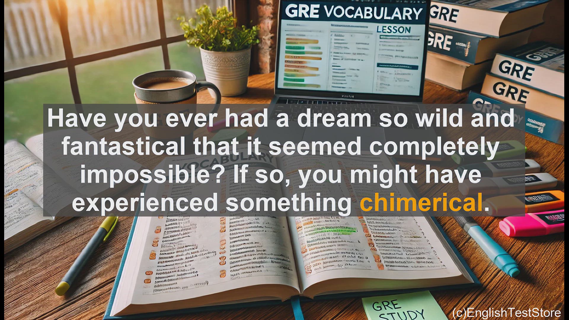 'Video thumbnail for GRE Vocabulary Lesson: Exploring the Realm of Chimerical Dreams'