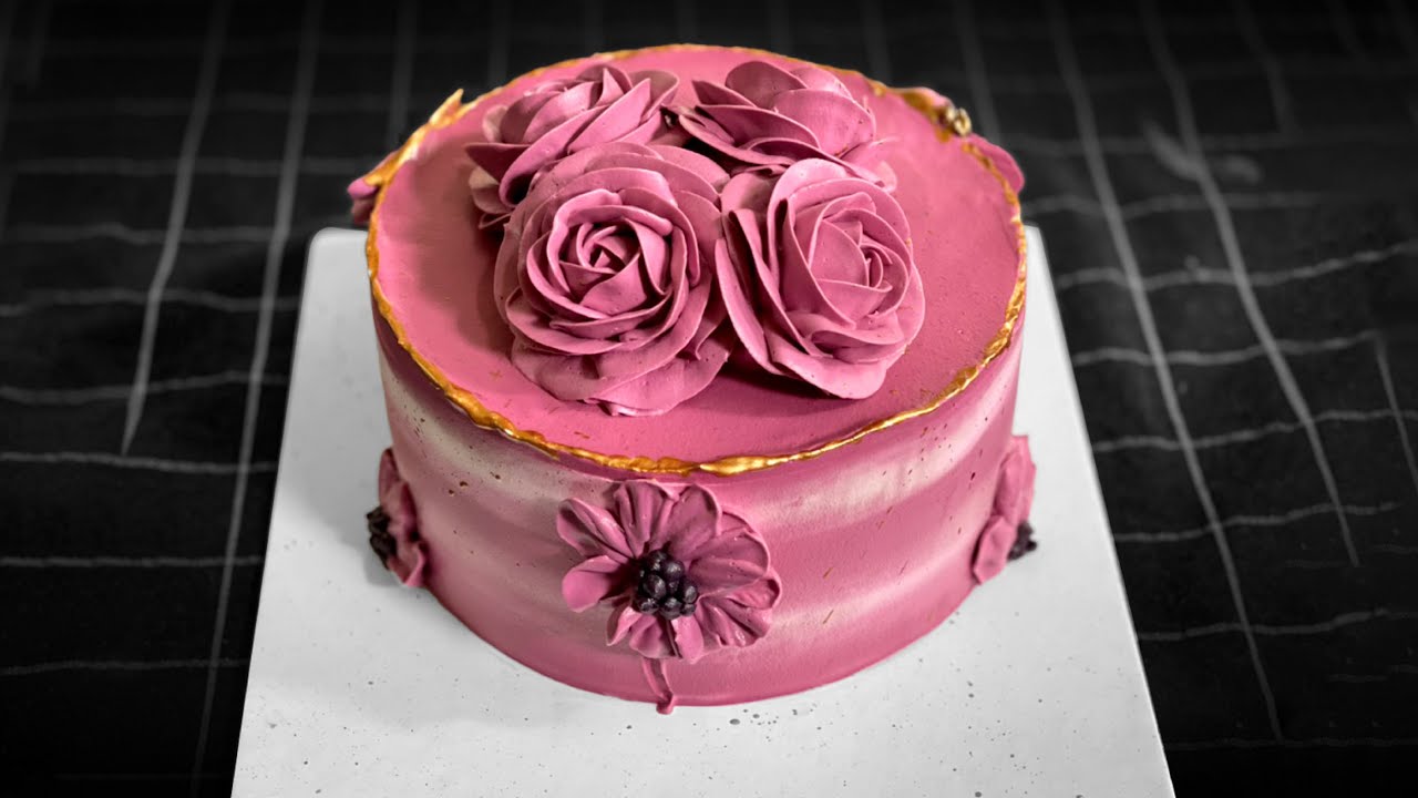 Video thumbnail for Pink flower cake decoration Make beautiful flowers for birthday cake