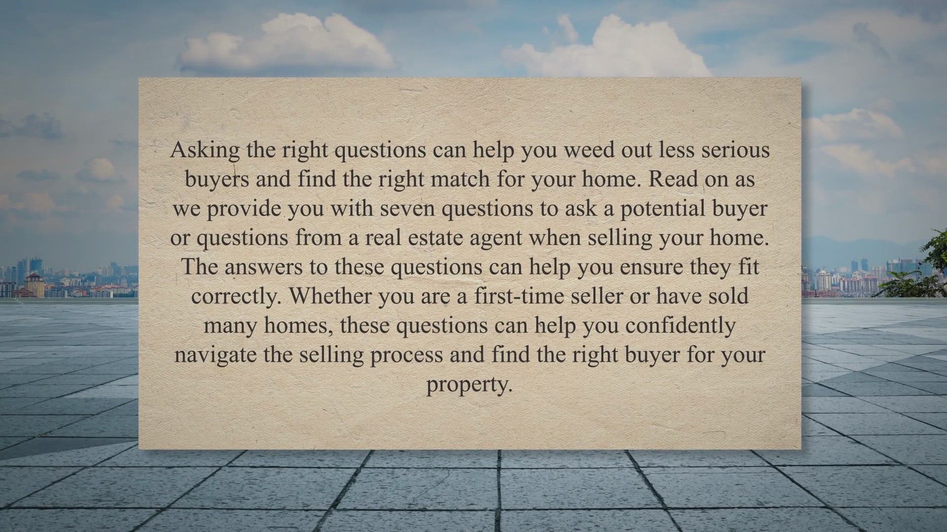 'Video thumbnail for 7 Questions To Discover About A Potential Buyer In Selling Your Home'