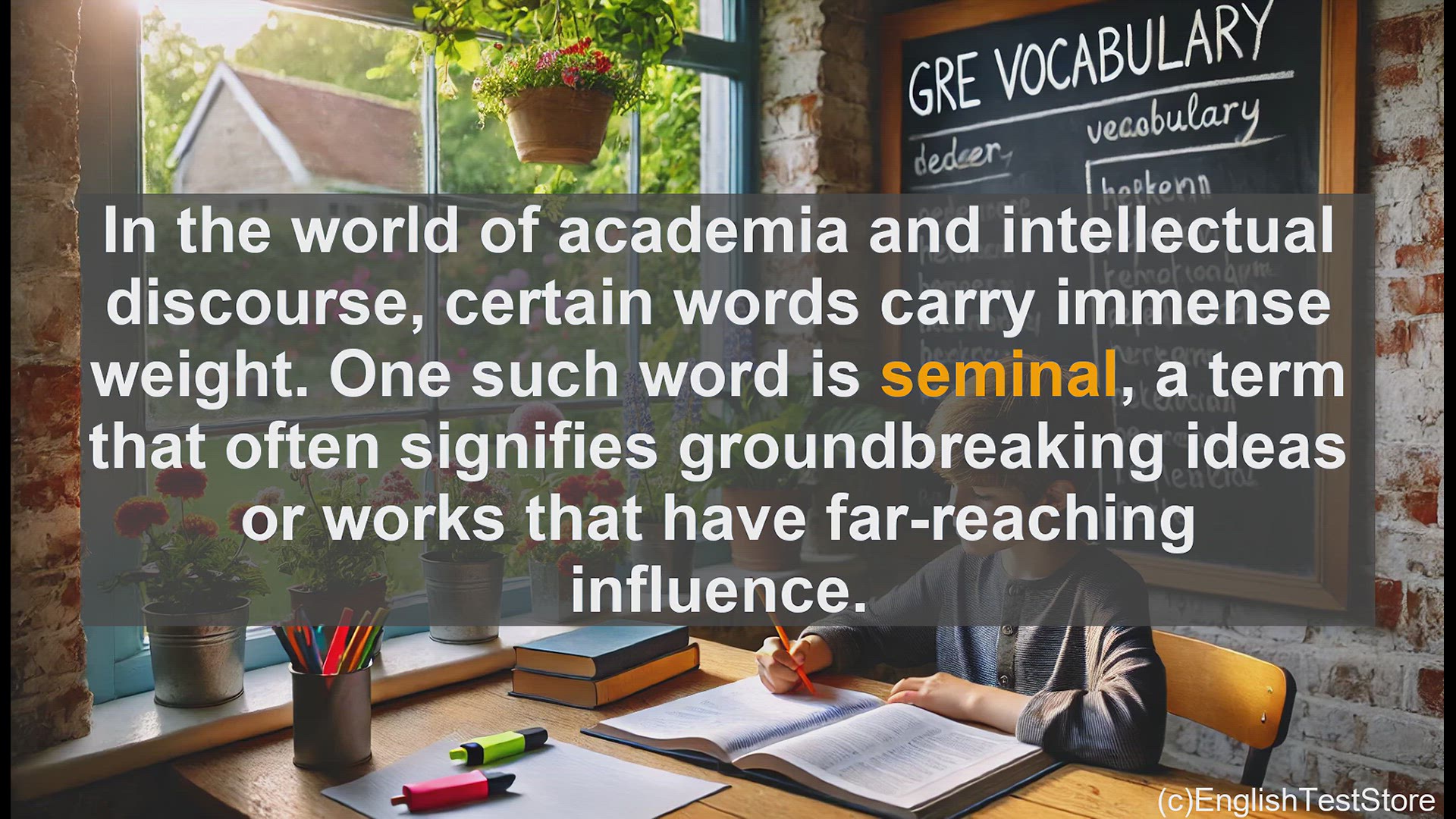 'Video thumbnail for GRE Vocabulary Lesson: Exploring the Significance of 'Seminal' in Academic Discourse'