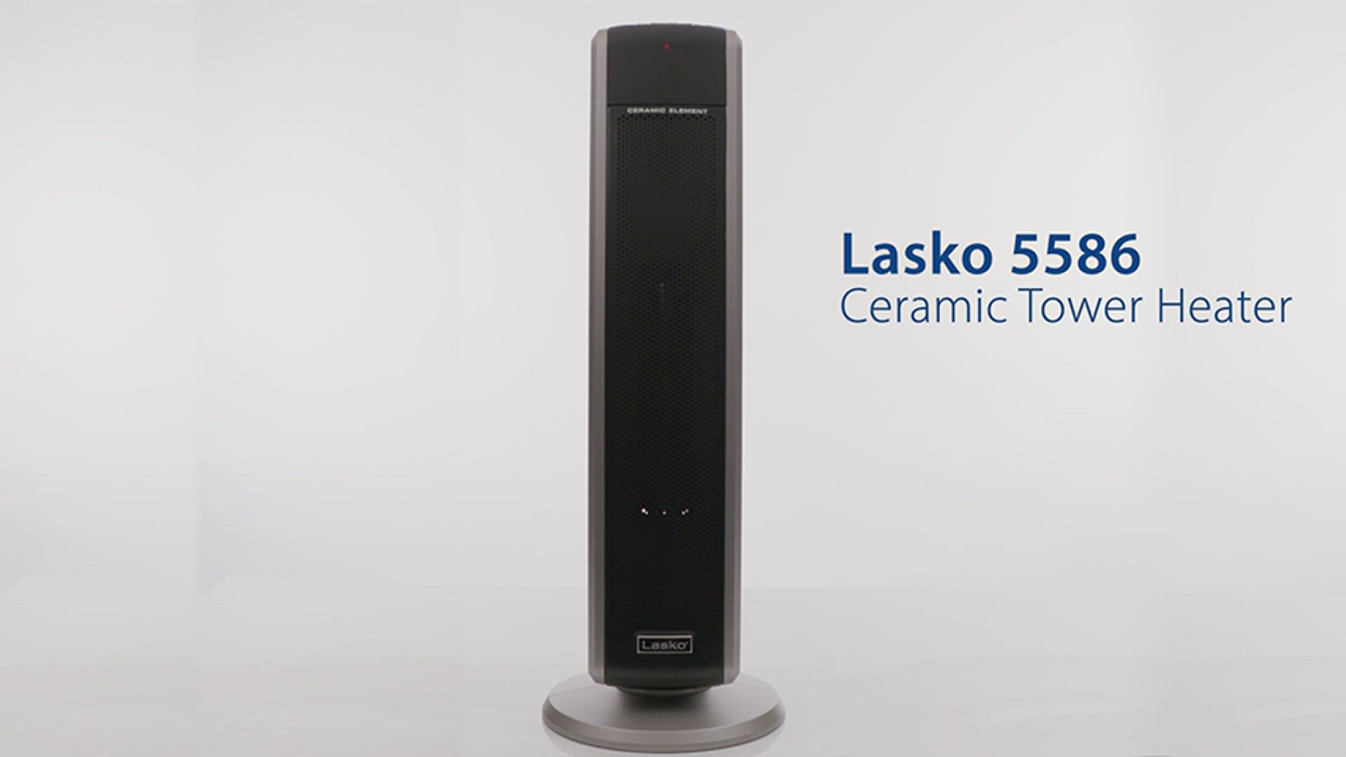 'Video thumbnail for Lasko Oscillating Digital Ceramic Tower Heater for Large Rooms, with Adjustable Thermostat, Timer and Remote Control'